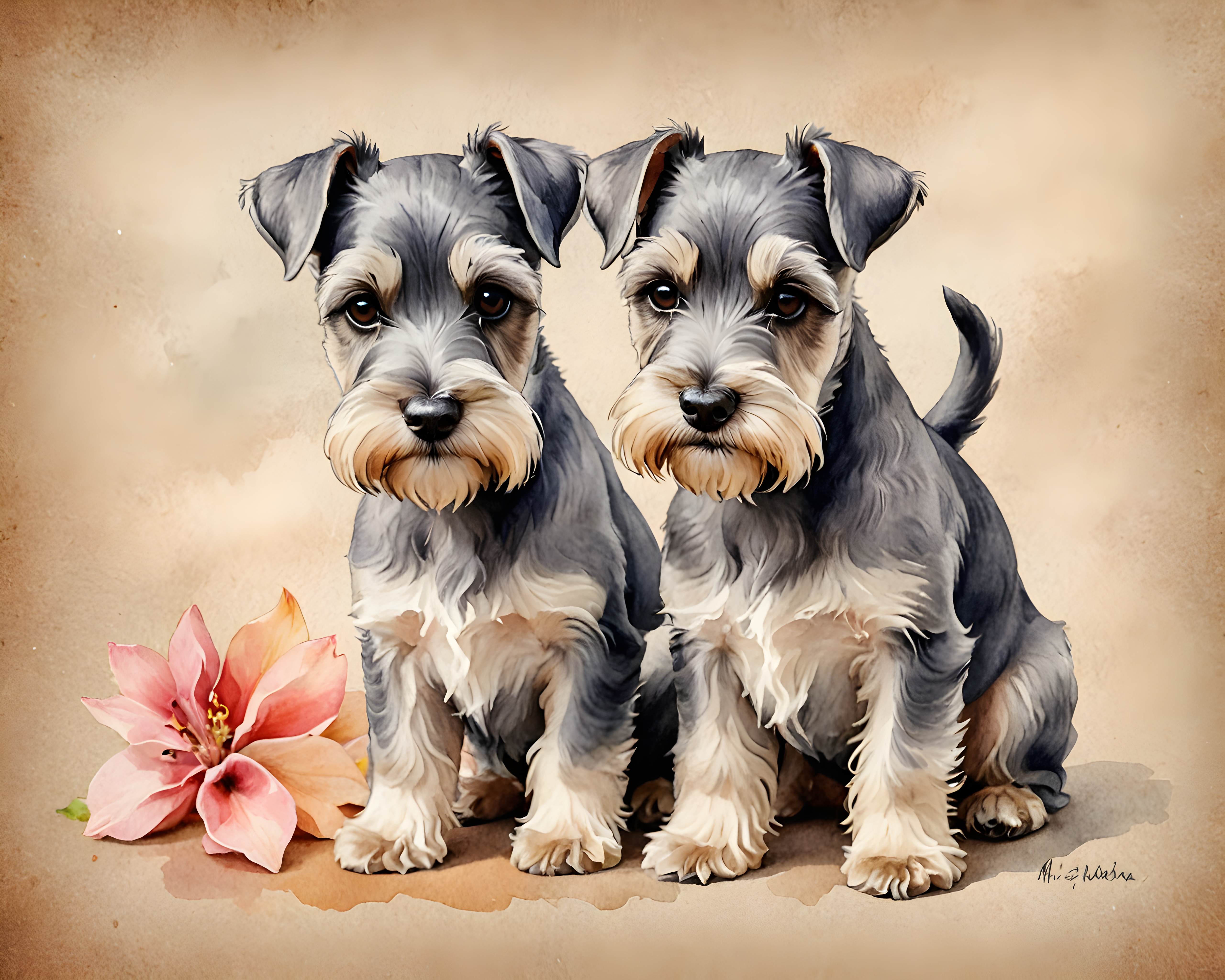 Miniature Schnauzer — Watercolor (Cute)