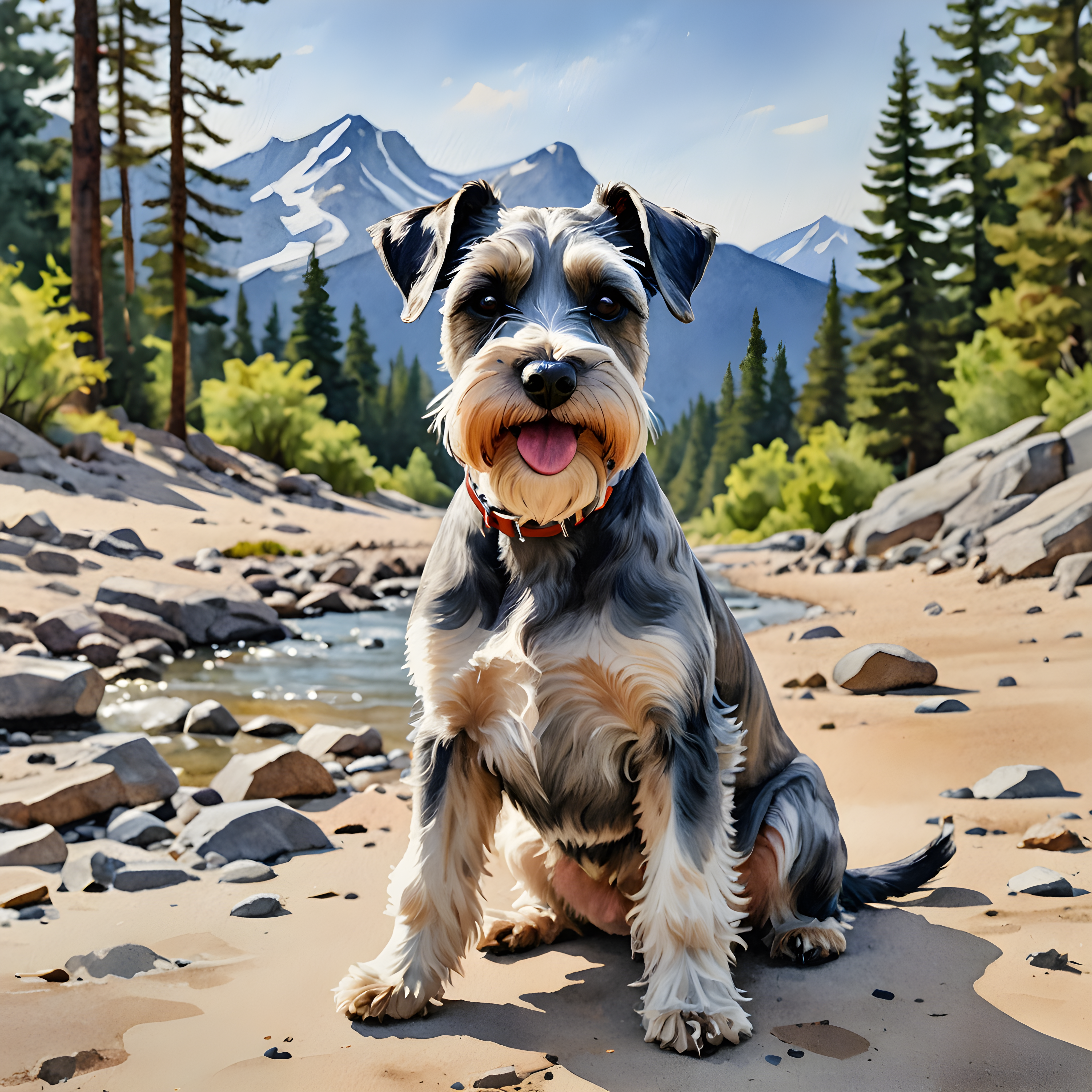 Miniature Schnauzer — Watercolor (Funny)