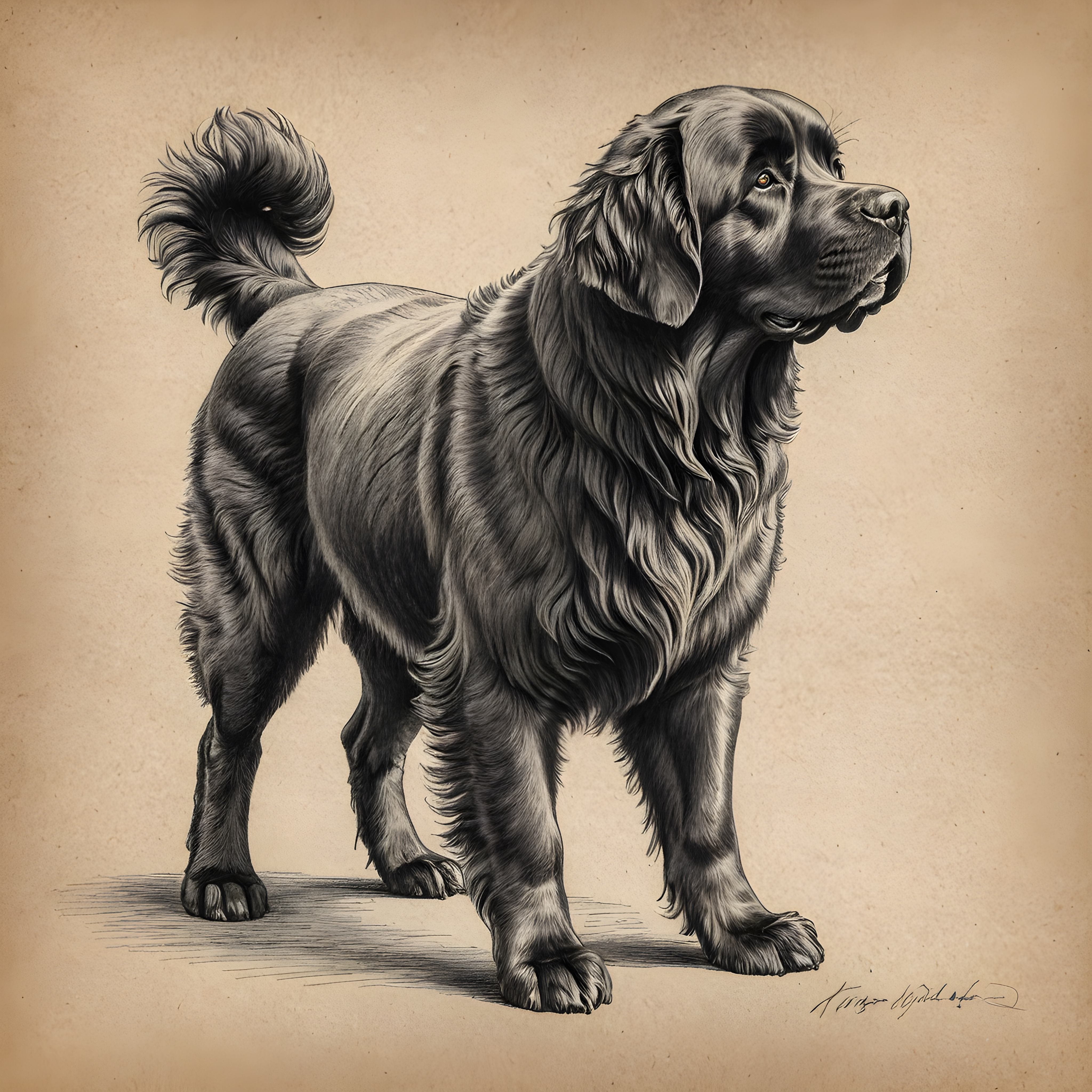 Newfoundland — Pencil Sketch (Playful)