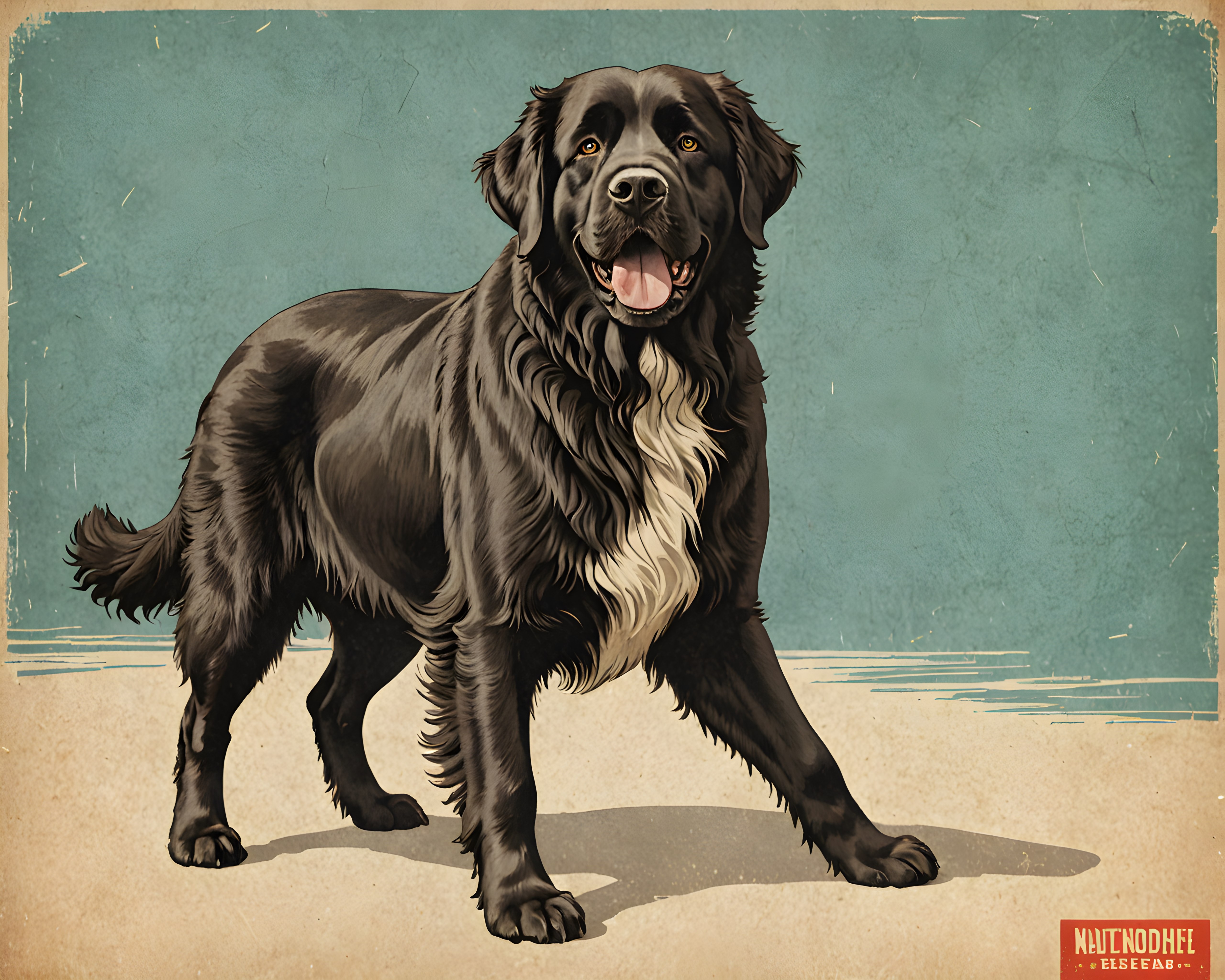 Newfoundland — Vintage Poster (Playful)