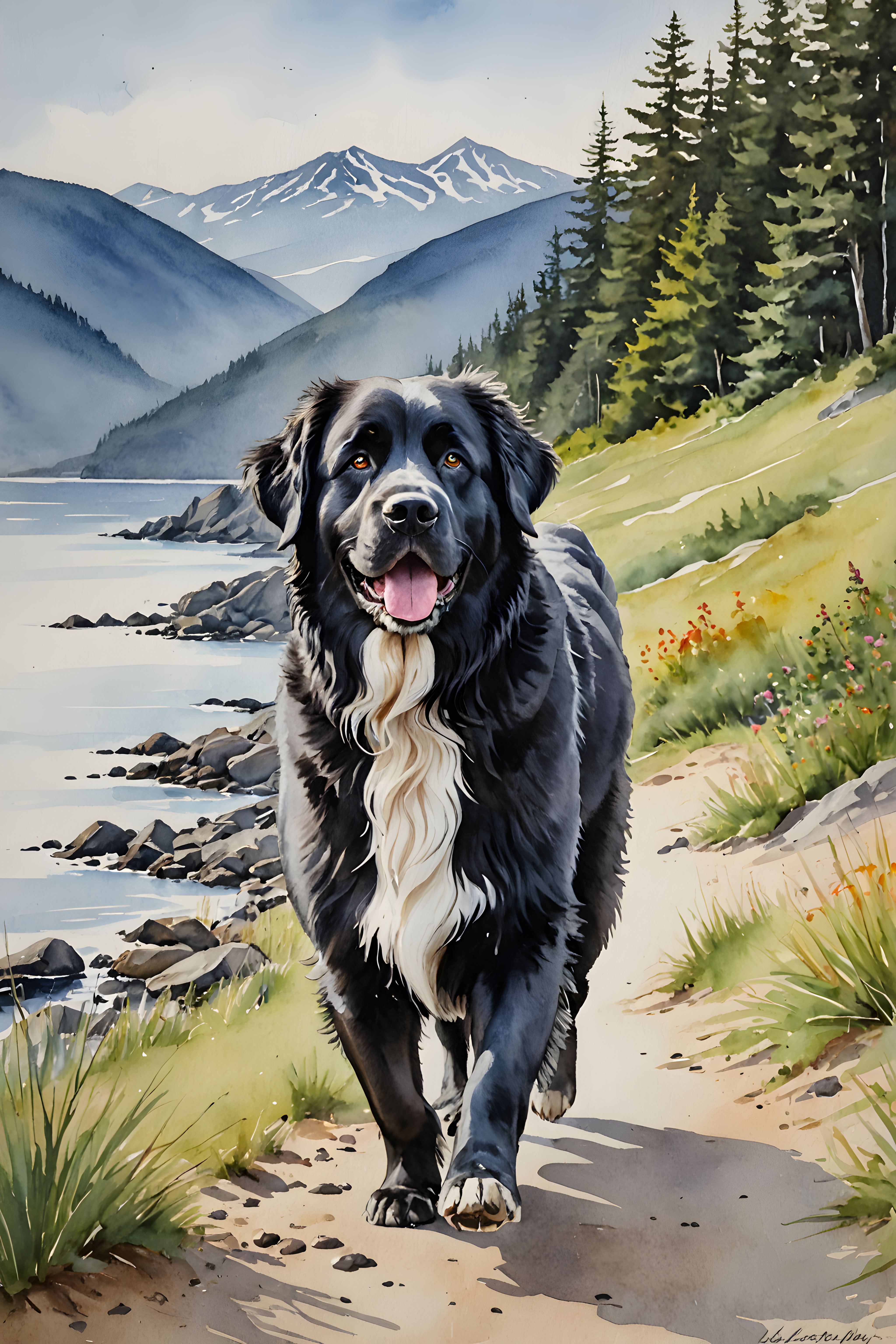 Newfoundland — Watercolor (Energetic)