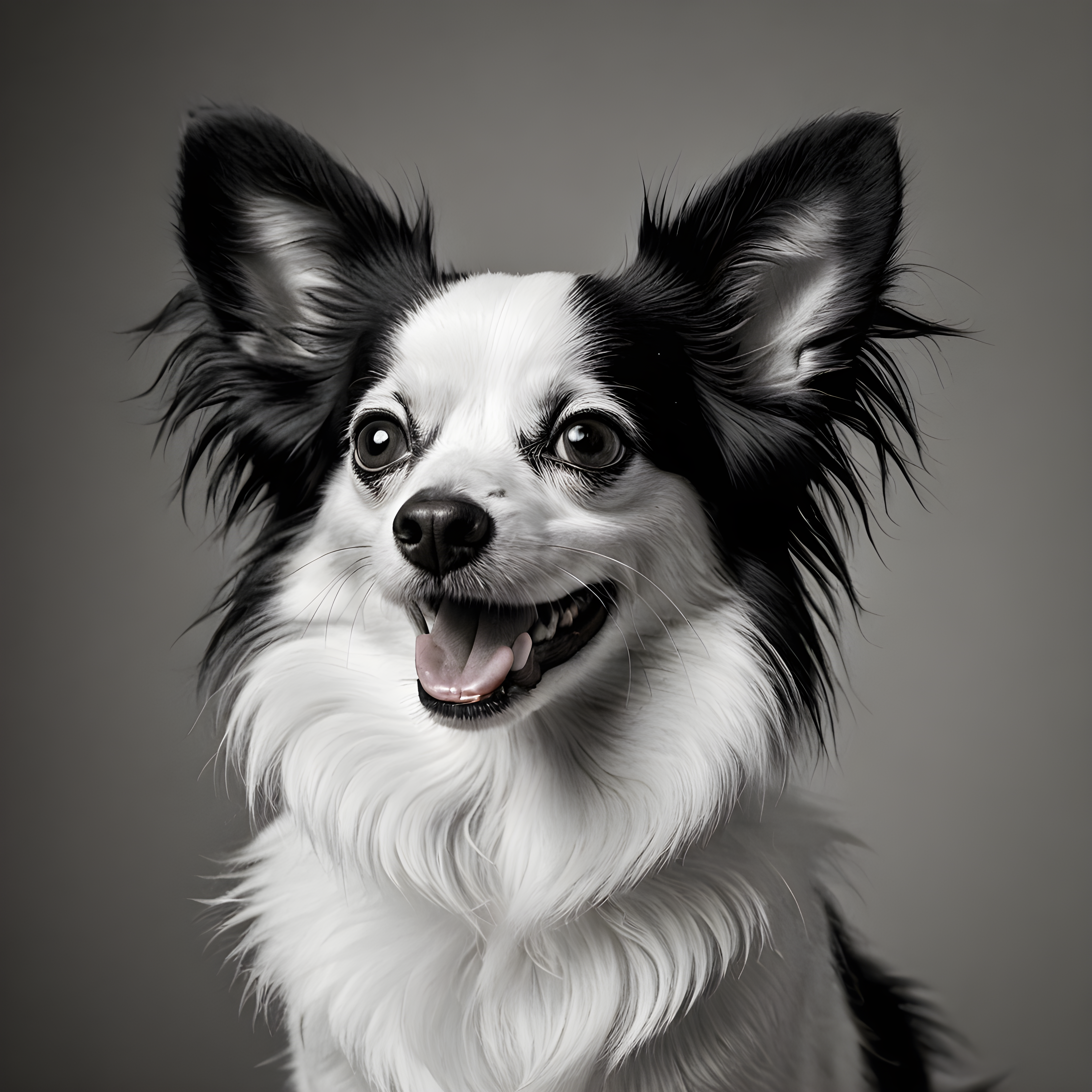 Papillon — Black & White (Happy)