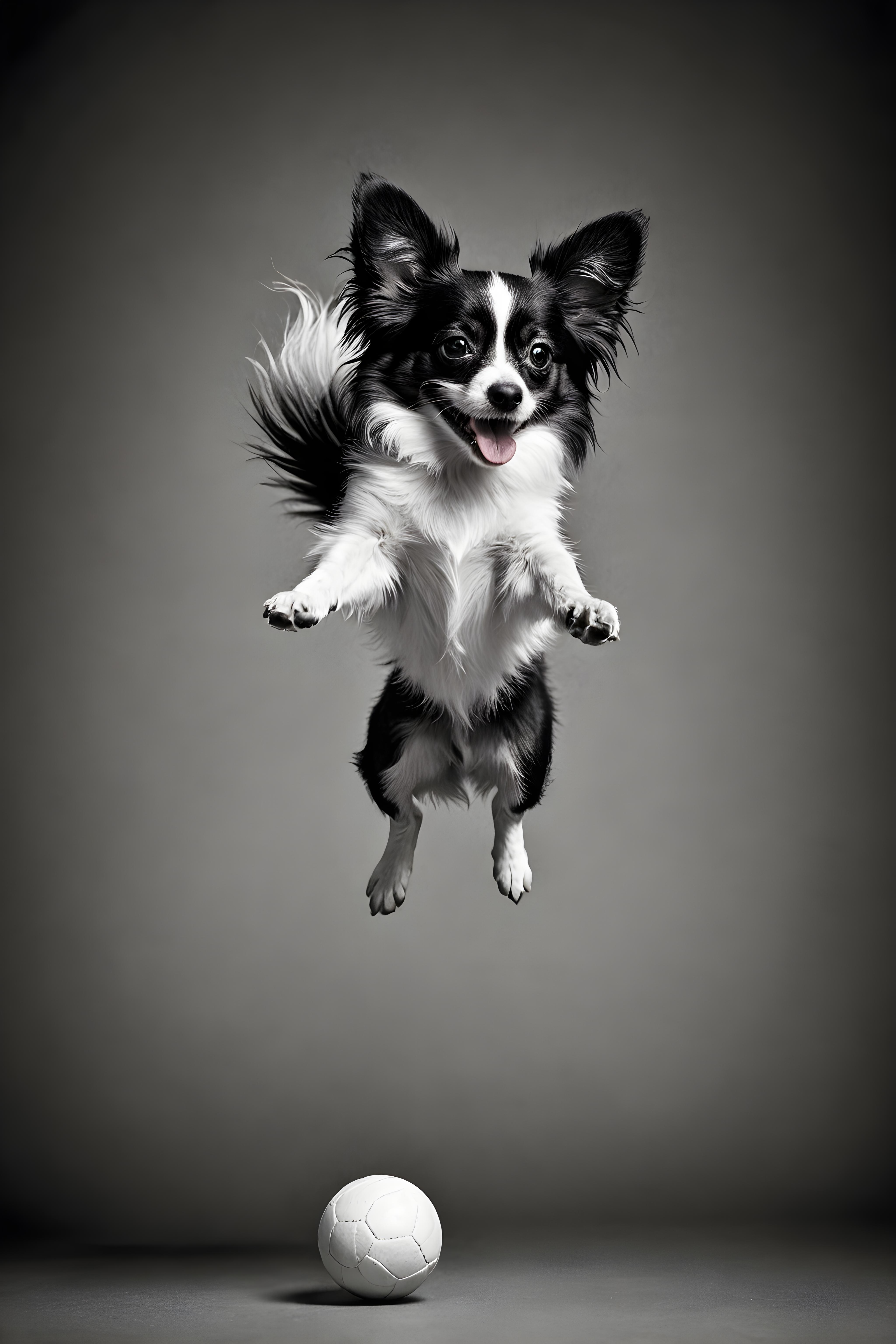 Papillon — Black & White (Playful)