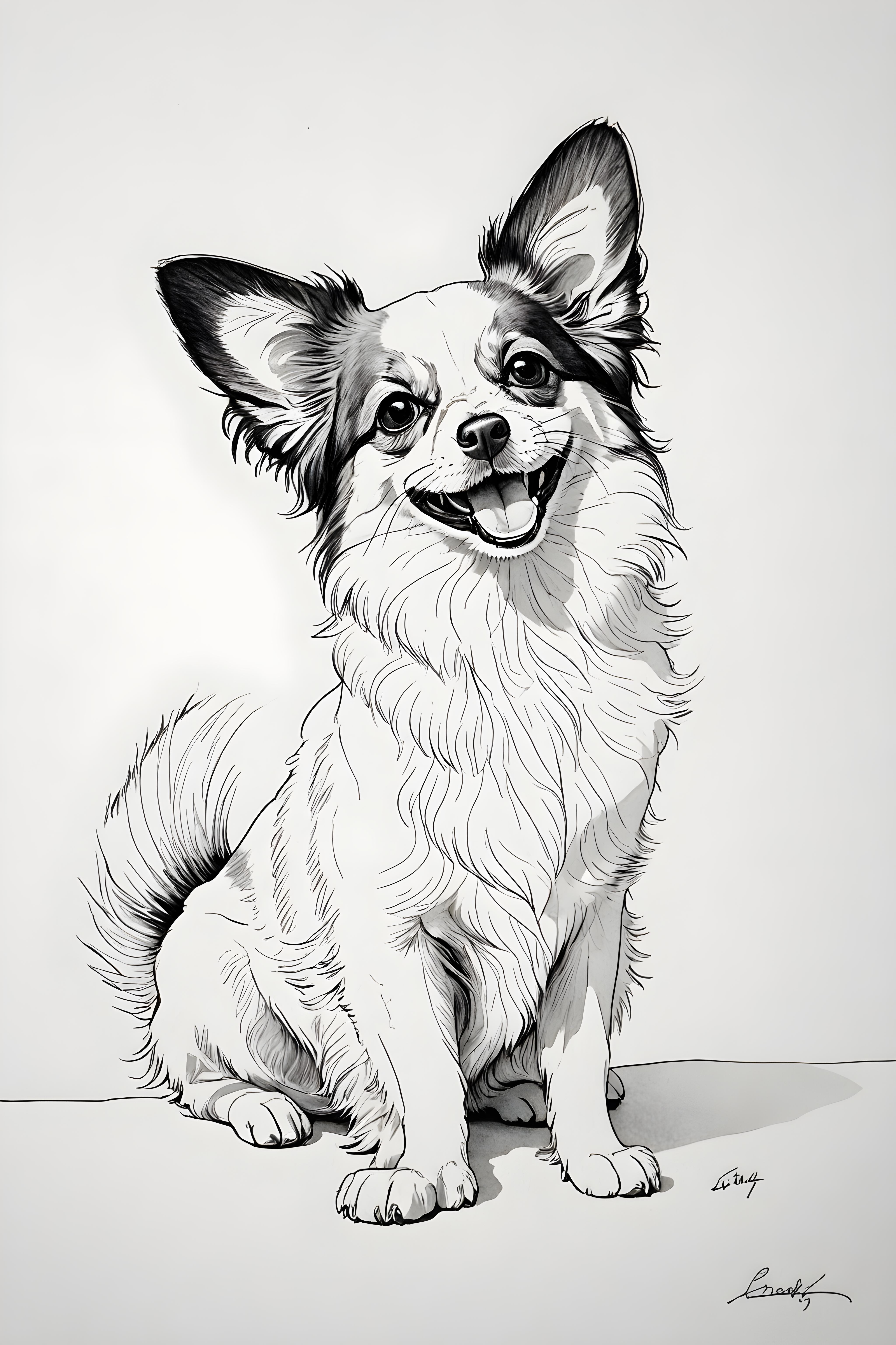 Papillon — Minimalist Line Art (Happy)