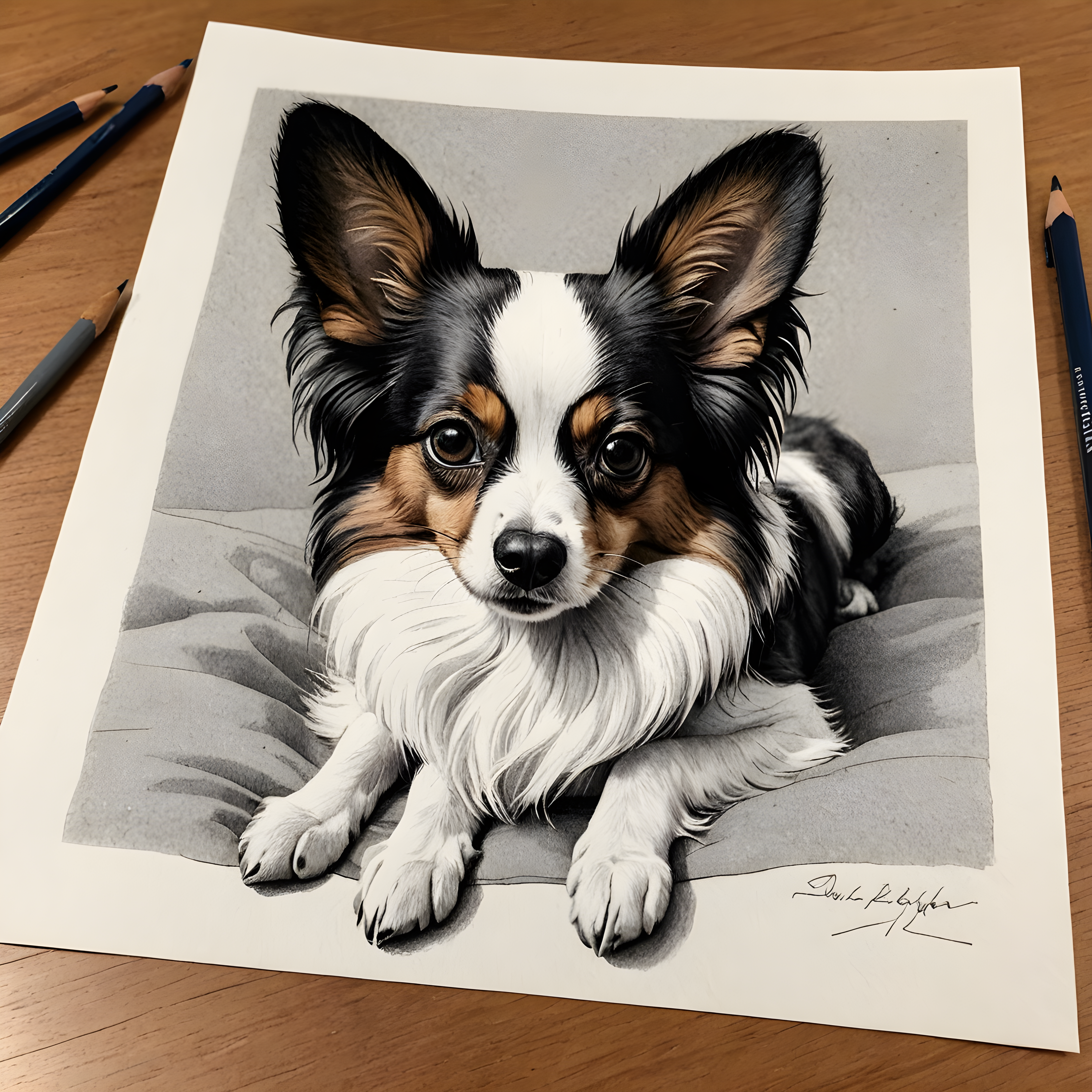 Papillon — Pencil Sketch (Aesthetic)
