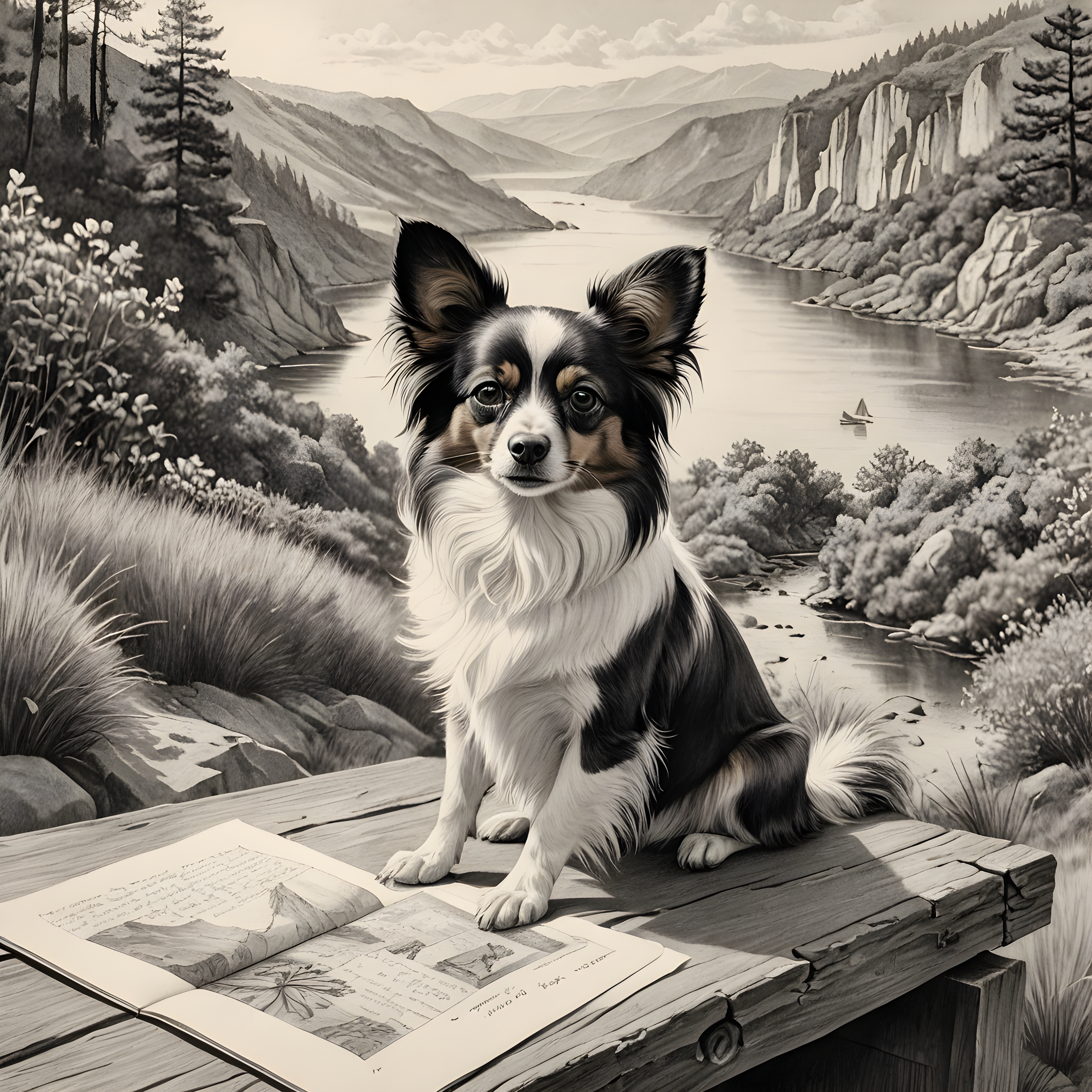 Papillon — Pencil Sketch (Romantic)