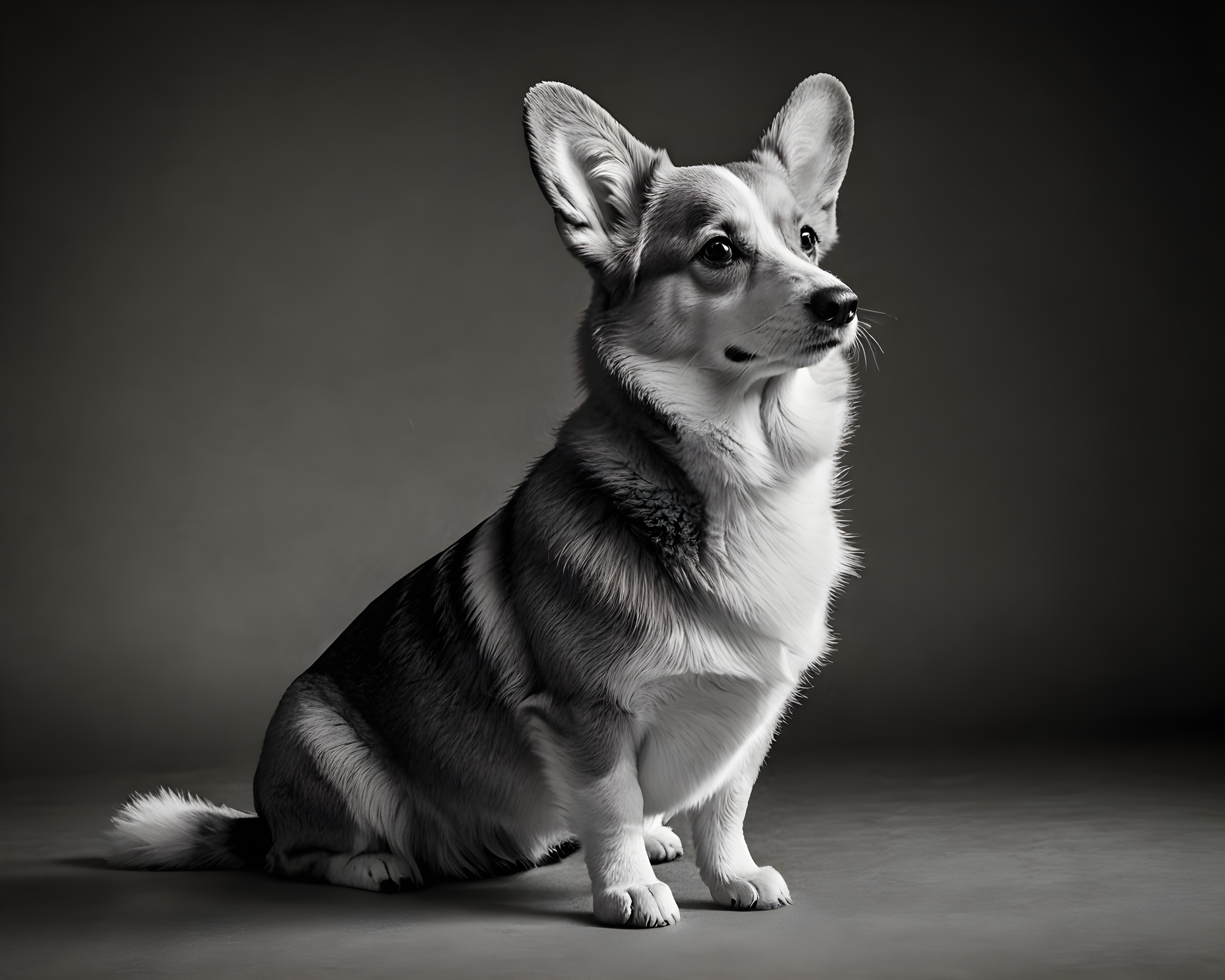 Pembroke Welsh Corgi — Black & White (Emotional)