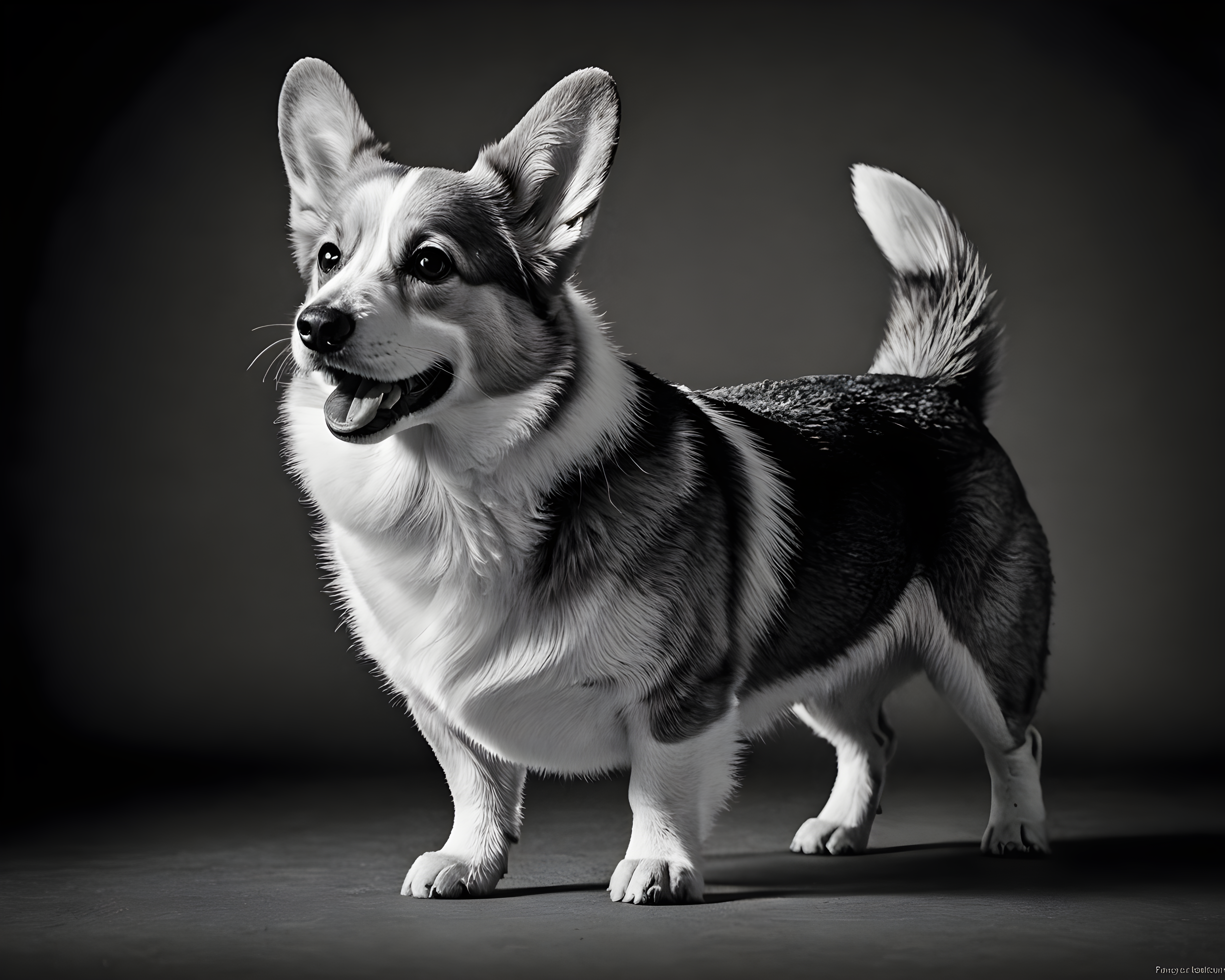 Pembroke Welsh Corgi — Black & White (Energetic)