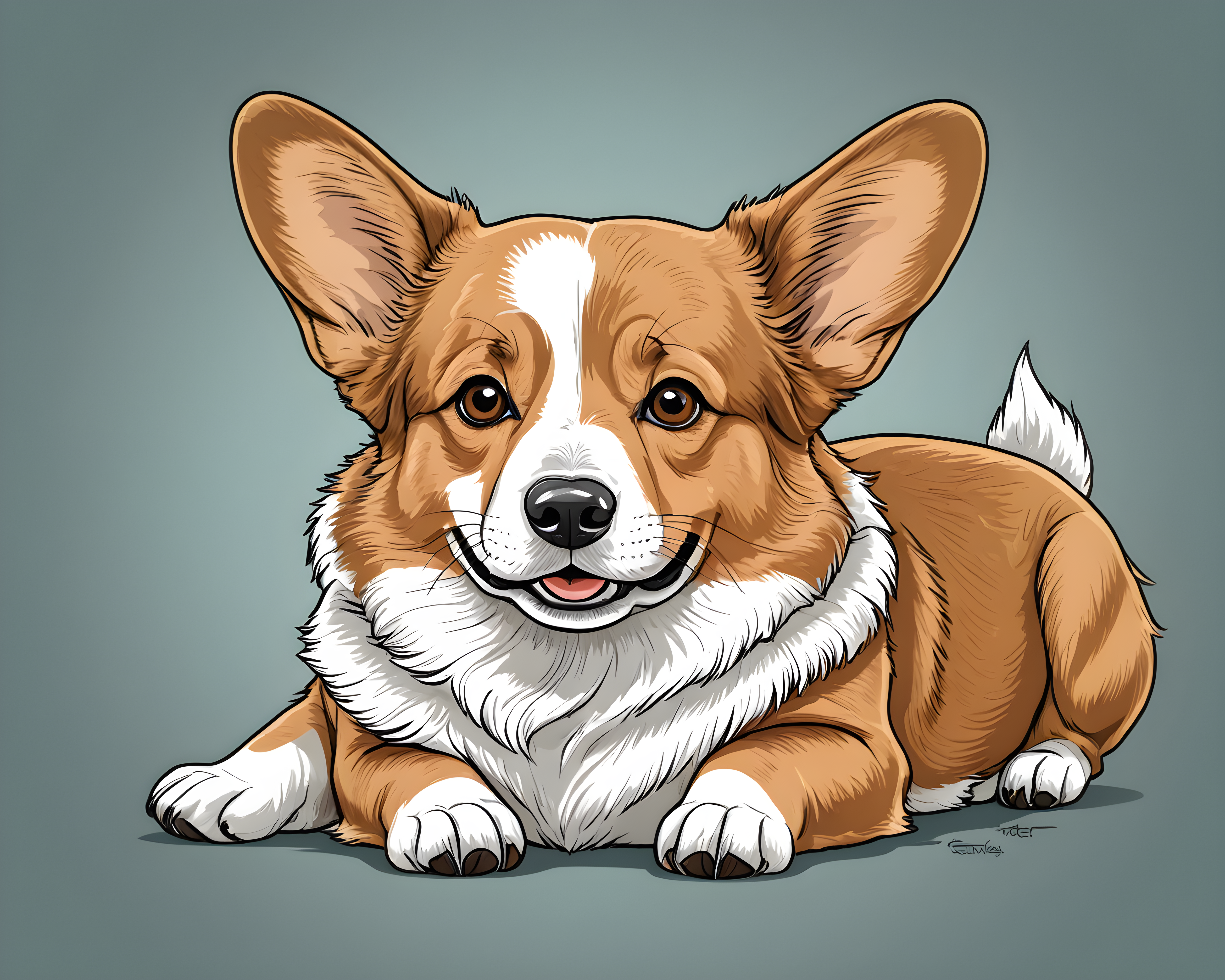 Pembroke Welsh Corgi — Line Art (Funny)
