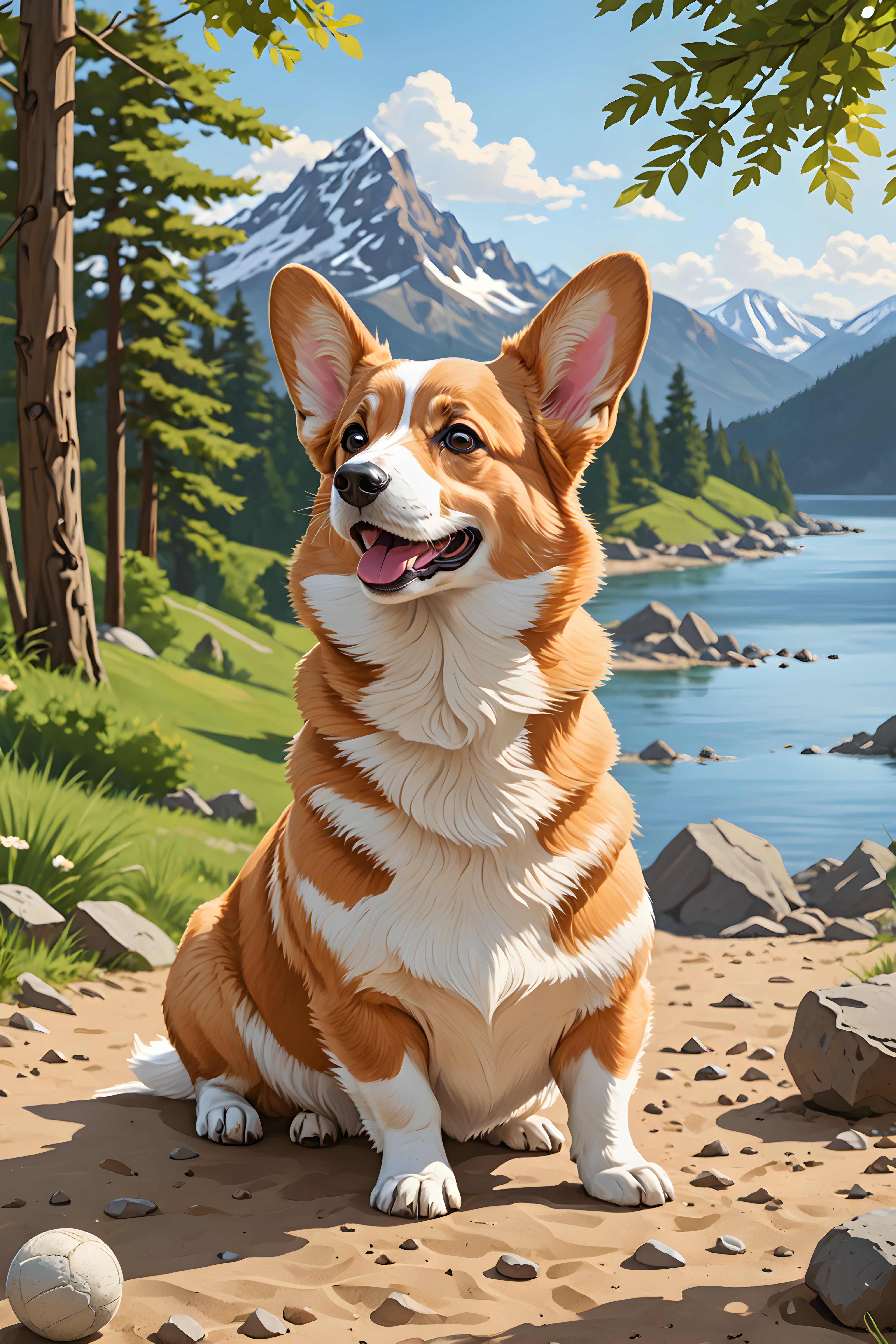 Pembroke Welsh Corgi — Line Art (Playful)