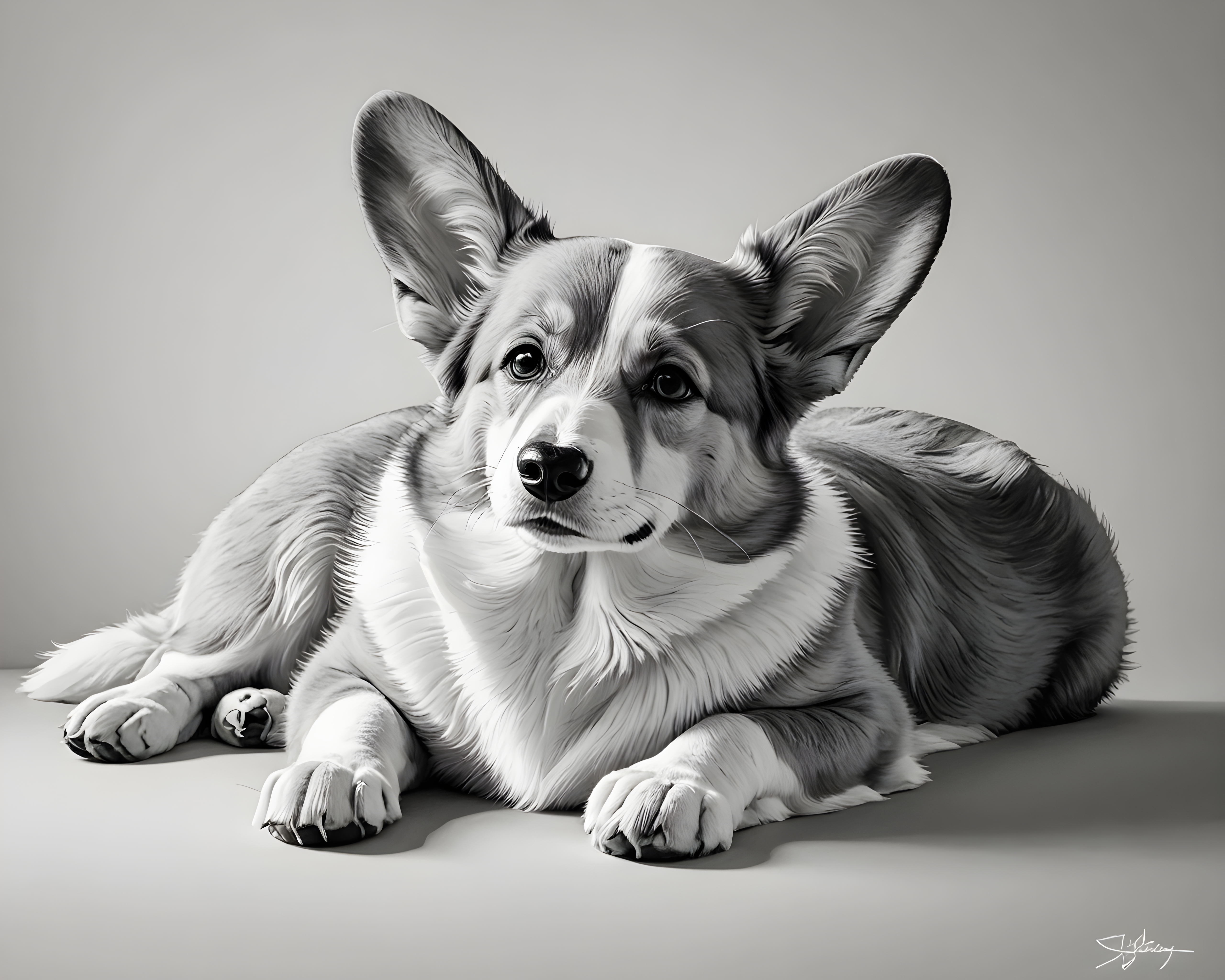 Pembroke Welsh Corgi — Minimalist Line Art (Emotional)