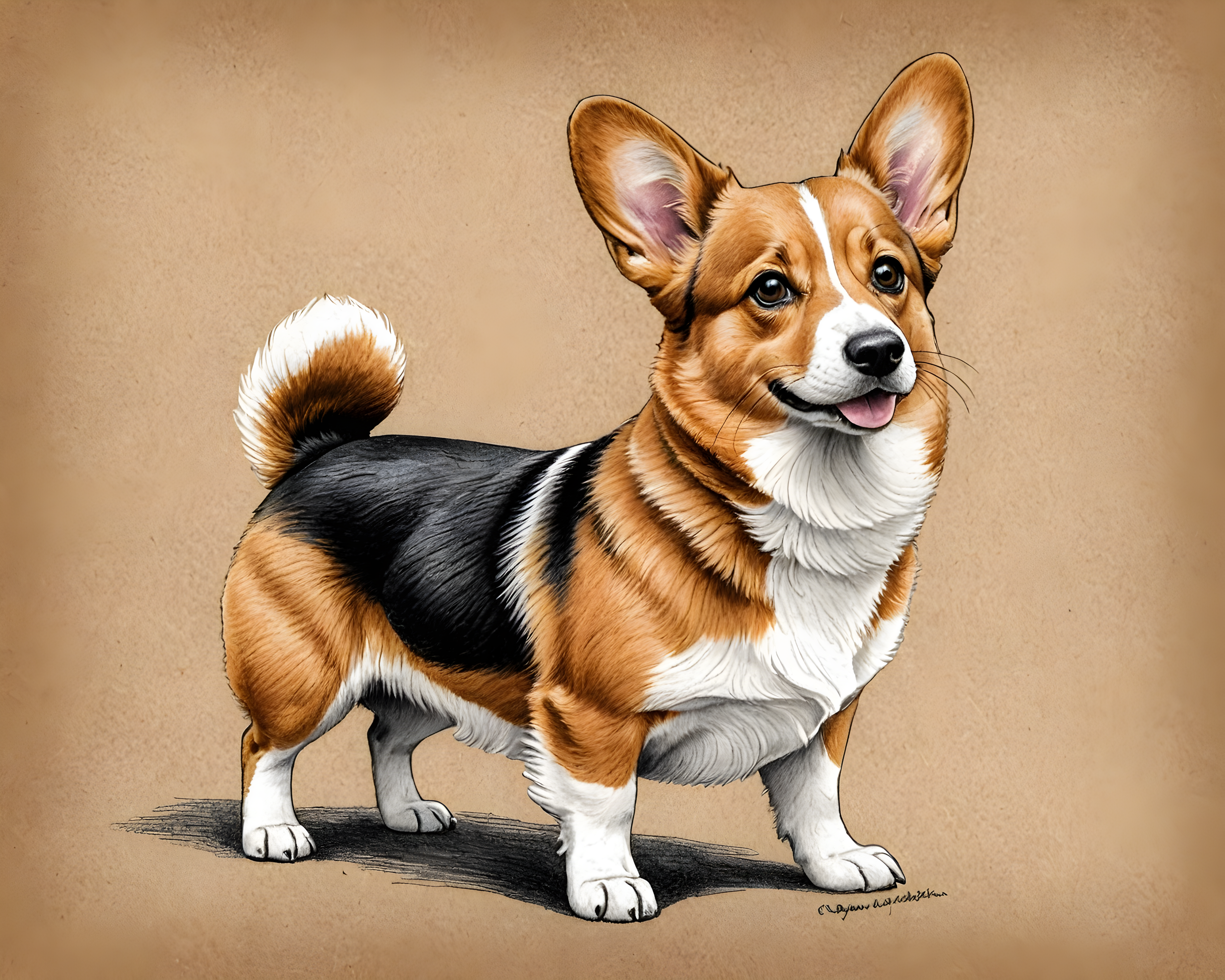 Pembroke Welsh Corgi — Pencil Sketch (Cute)