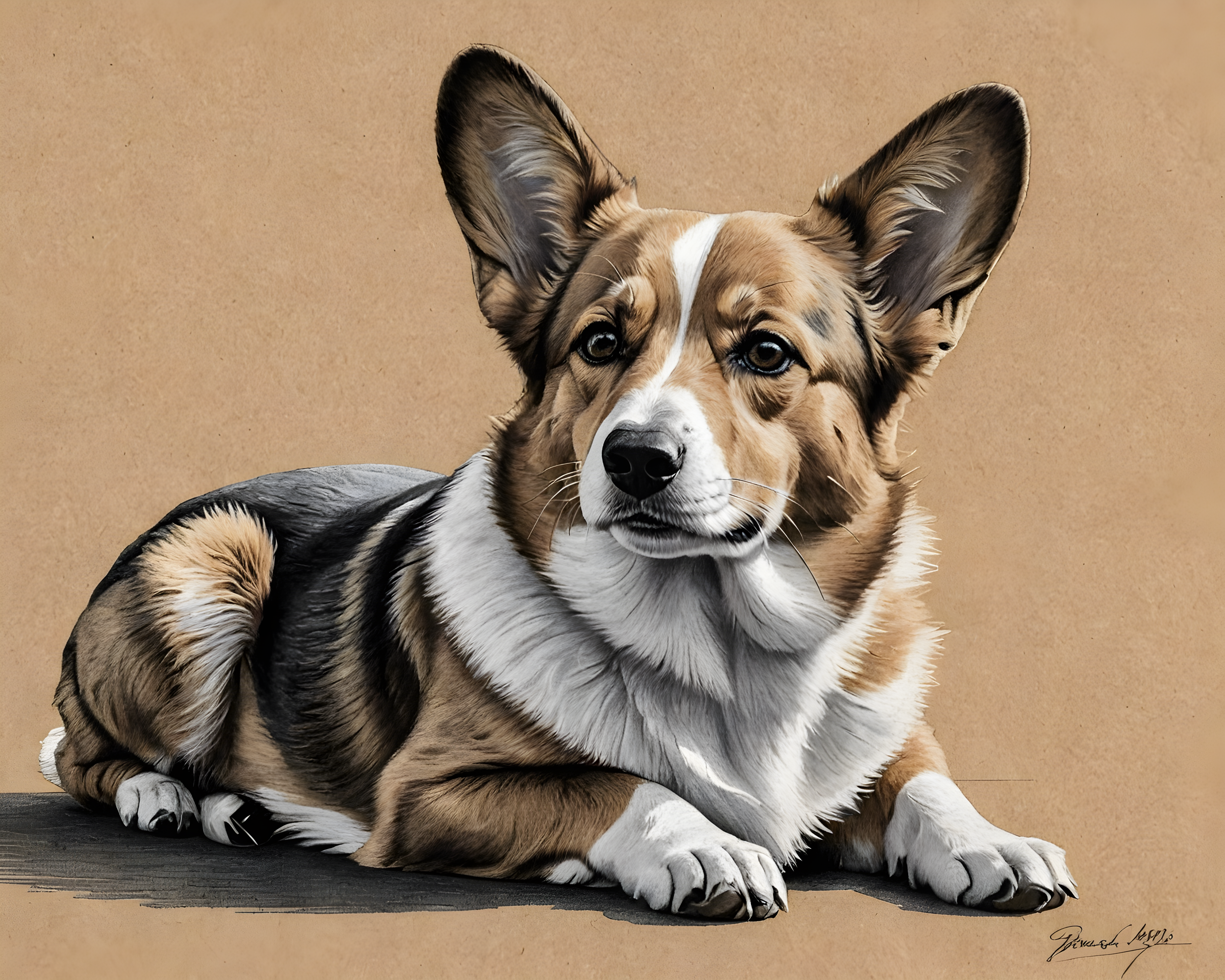 Pembroke Welsh Corgi — Pencil Sketch (Emotional)
