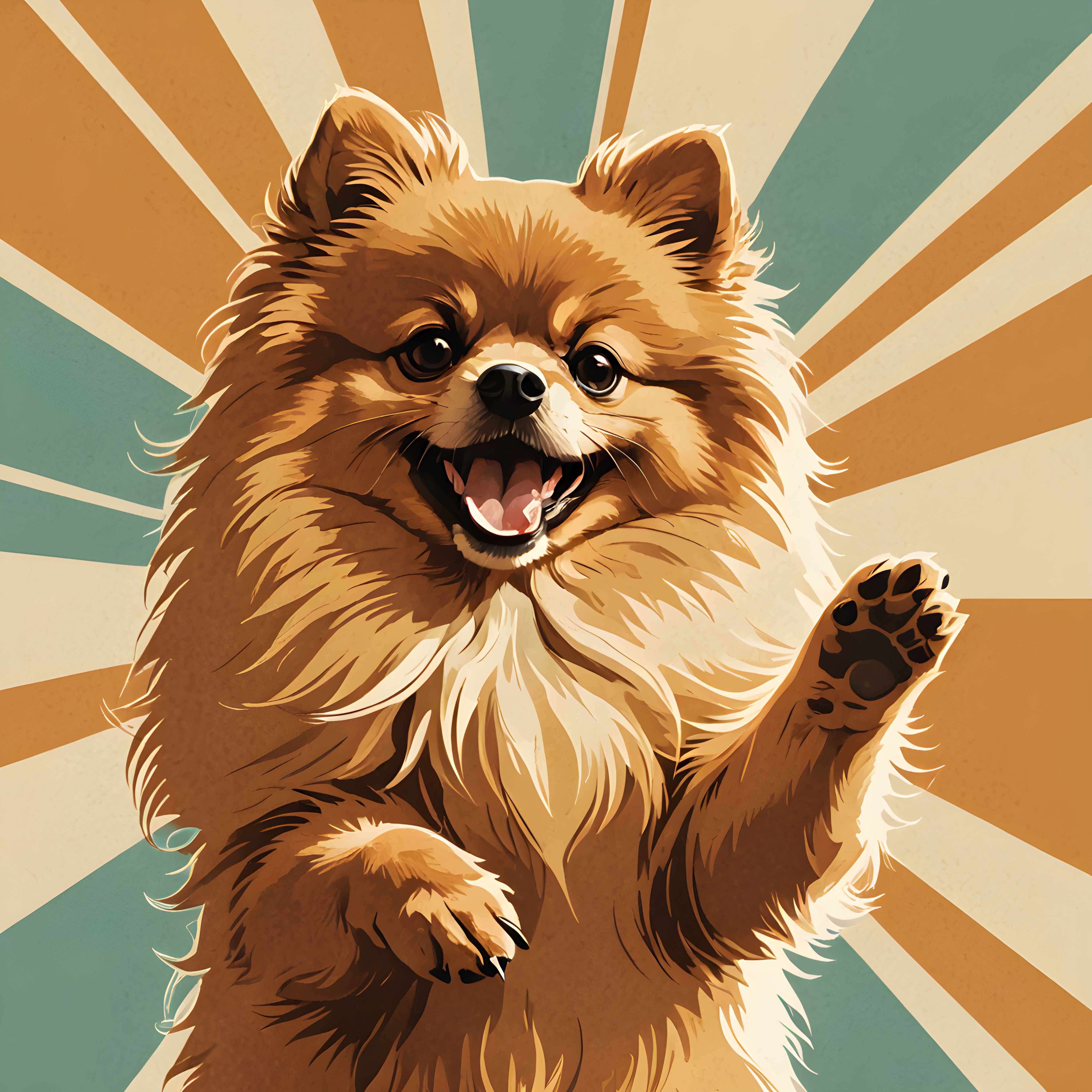 Pomeranian — Retro (Playful)