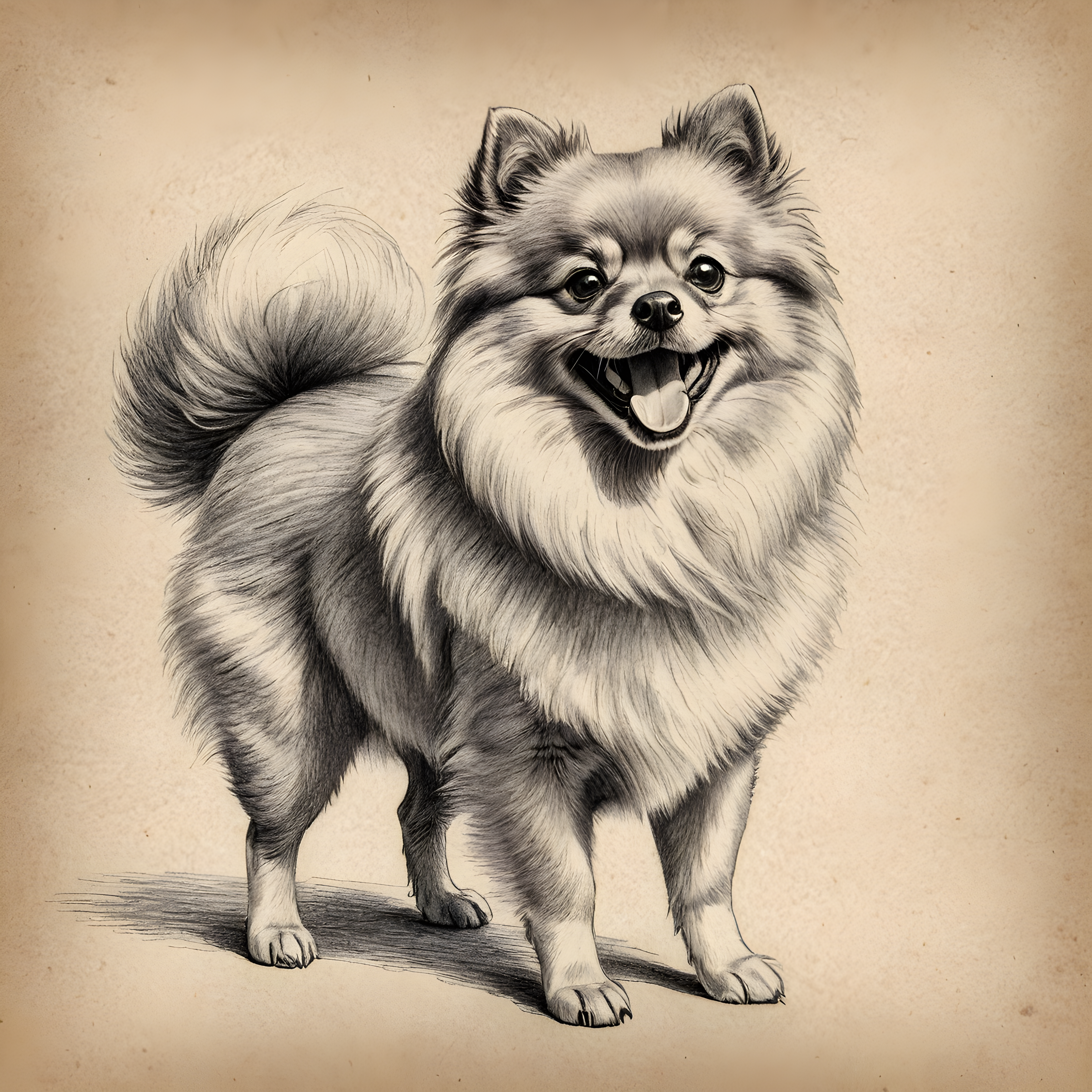 Pomeranian — Pencil Sketch (Happy)