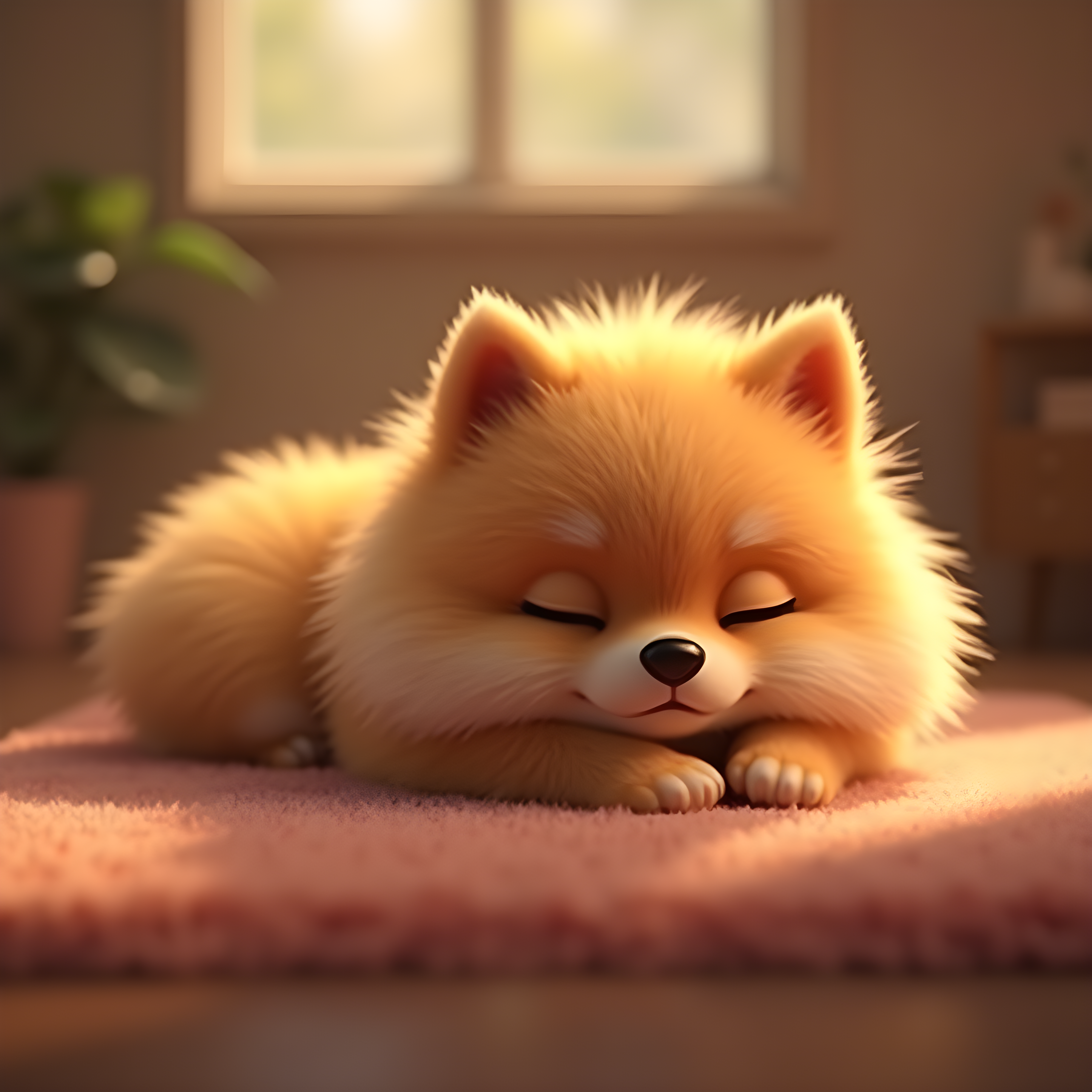Pomeranian — 3D Render (Sleepy)