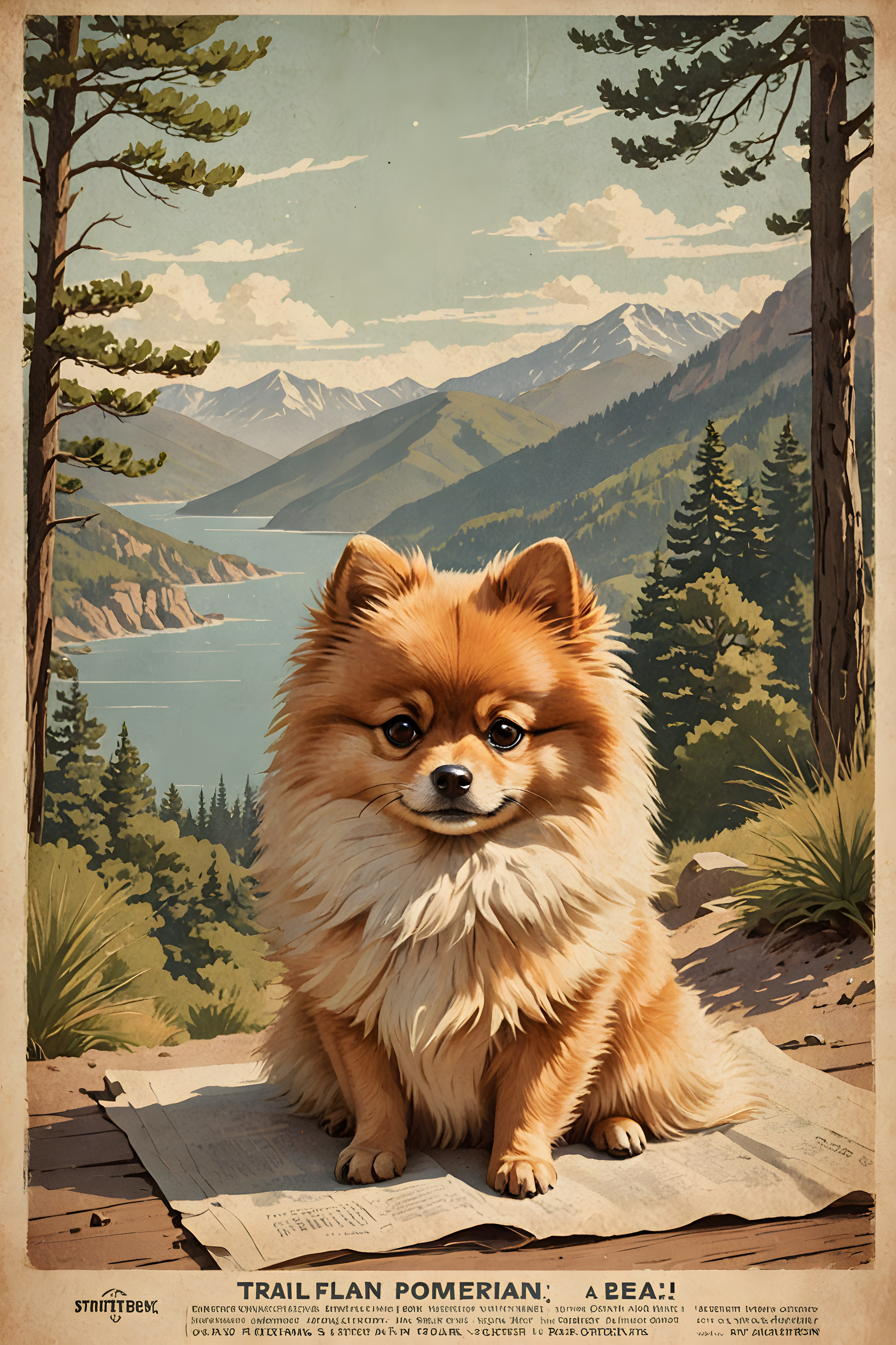 Pomeranian — Vintage Poster (Sleepy)