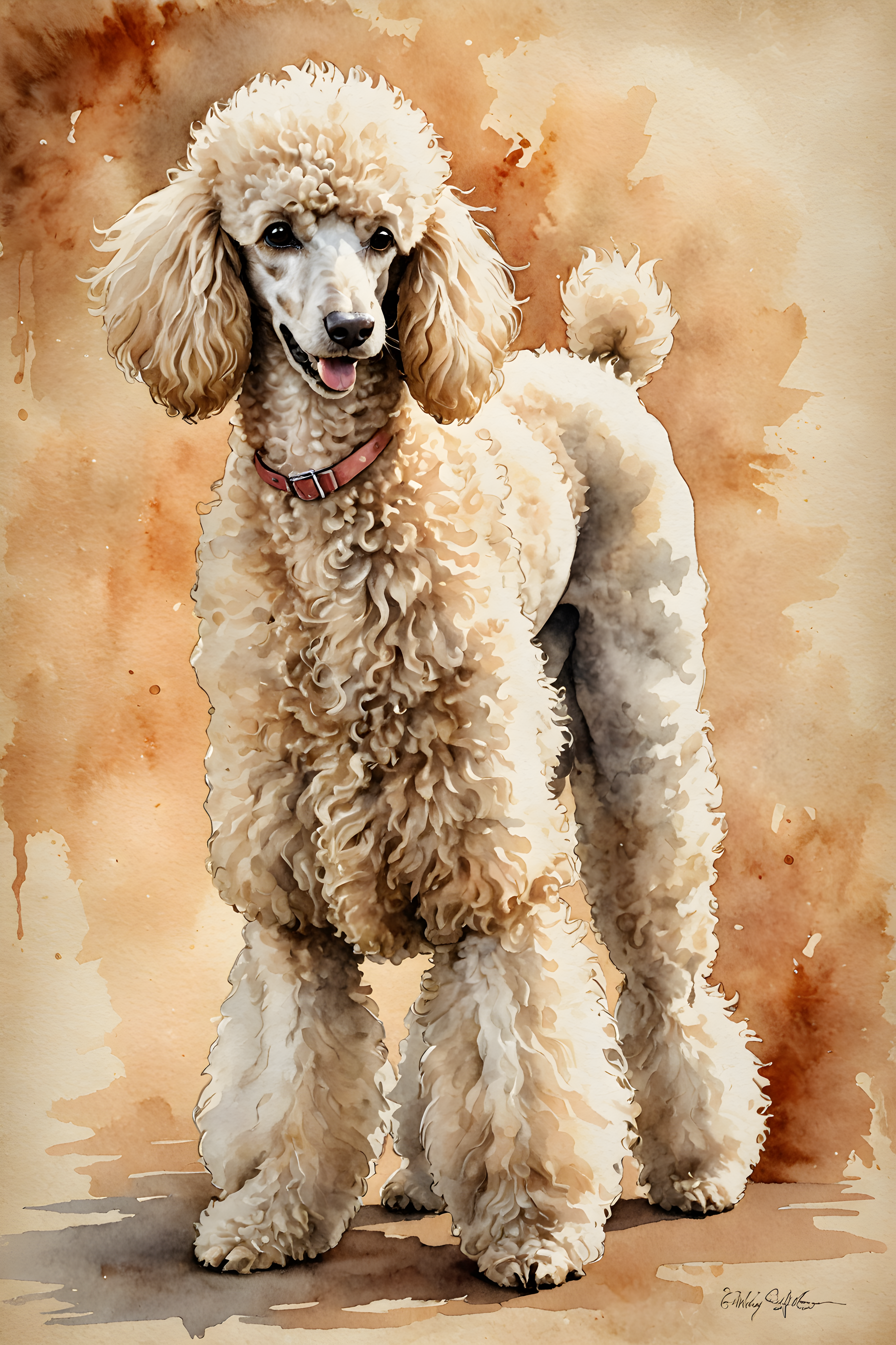 Poodle — Watercolor (Romantic)