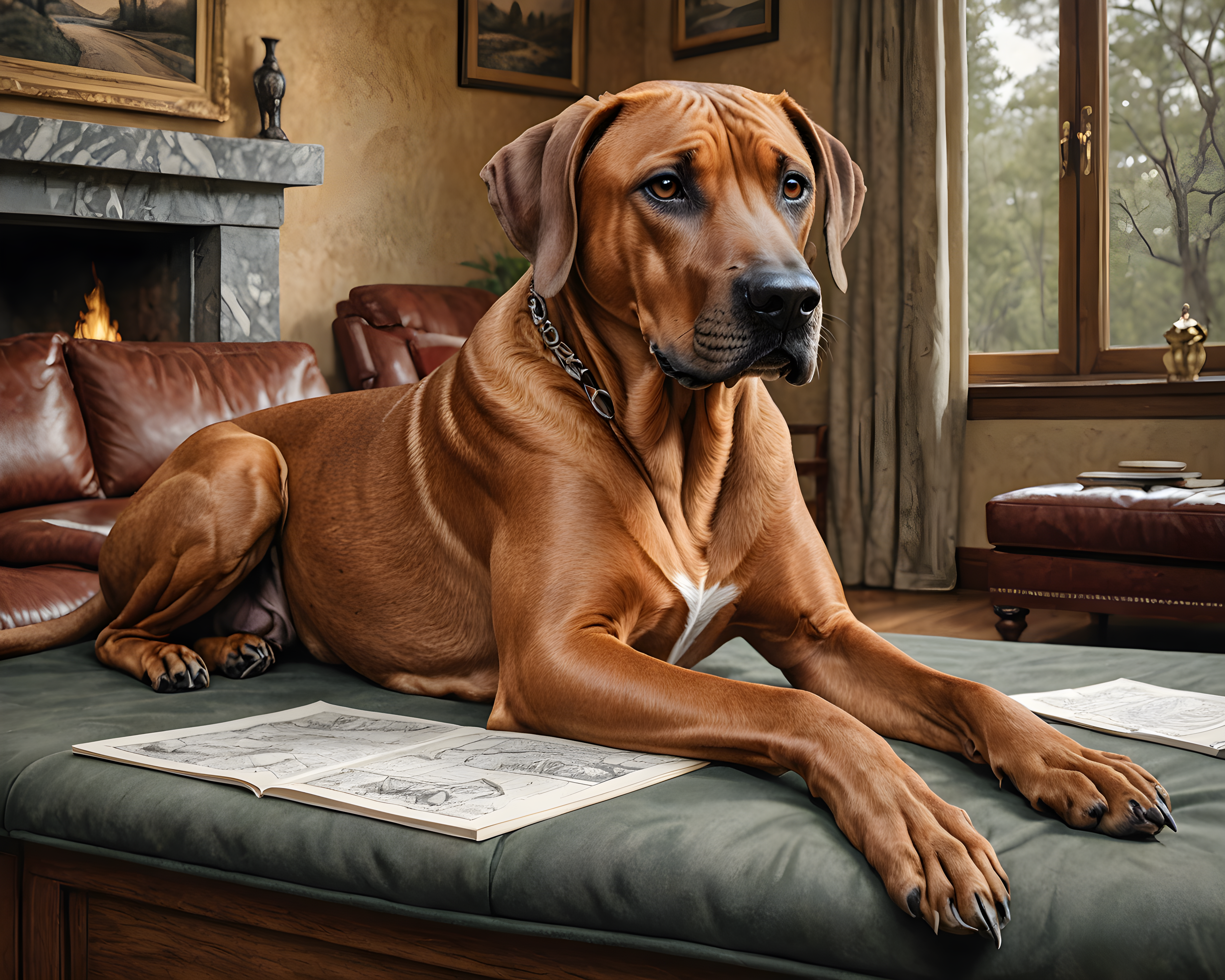 Rhodesian Ridgeback — Pencil Sketch (Luxury)