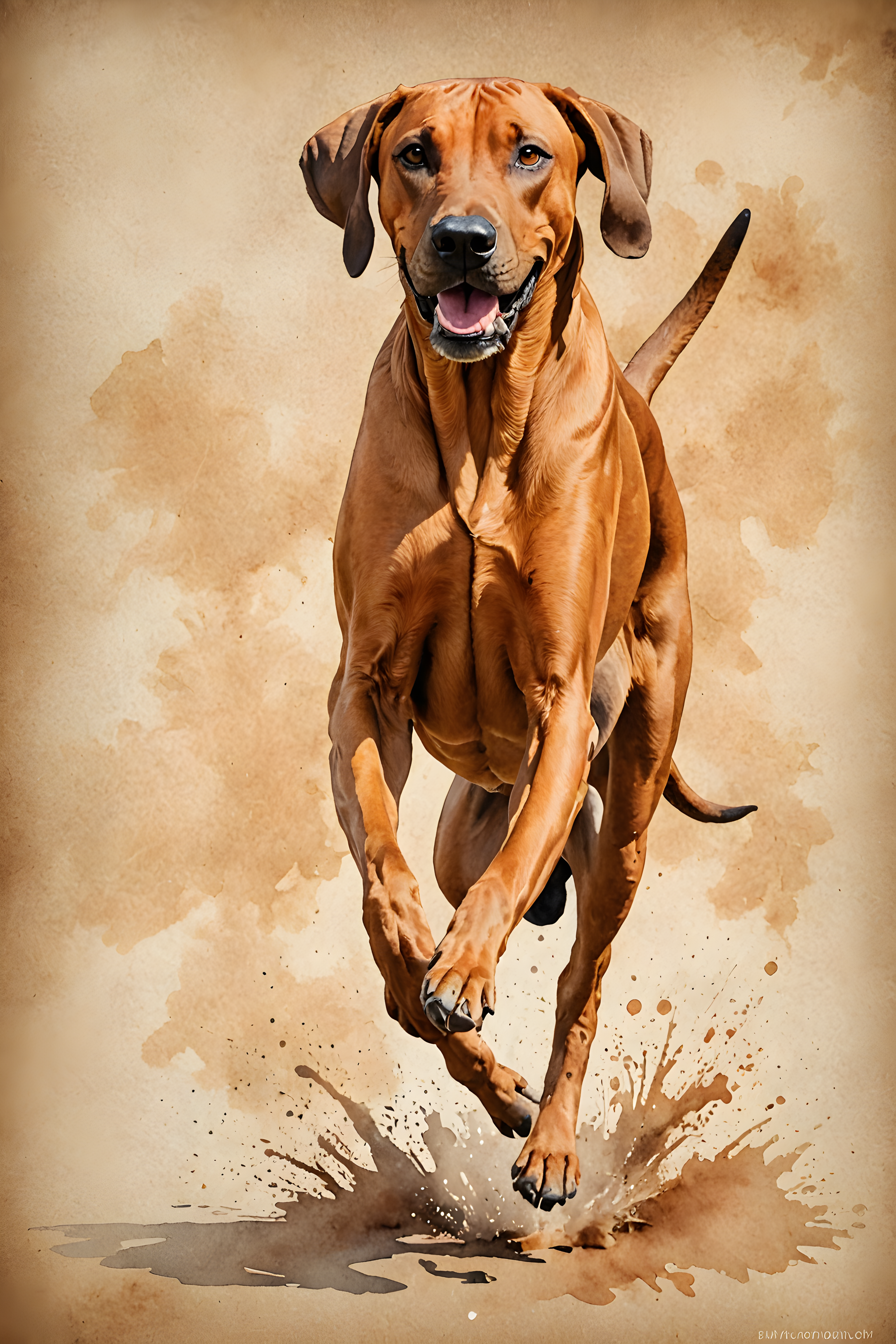 Rhodesian Ridgeback — Watercolor (Energetic)