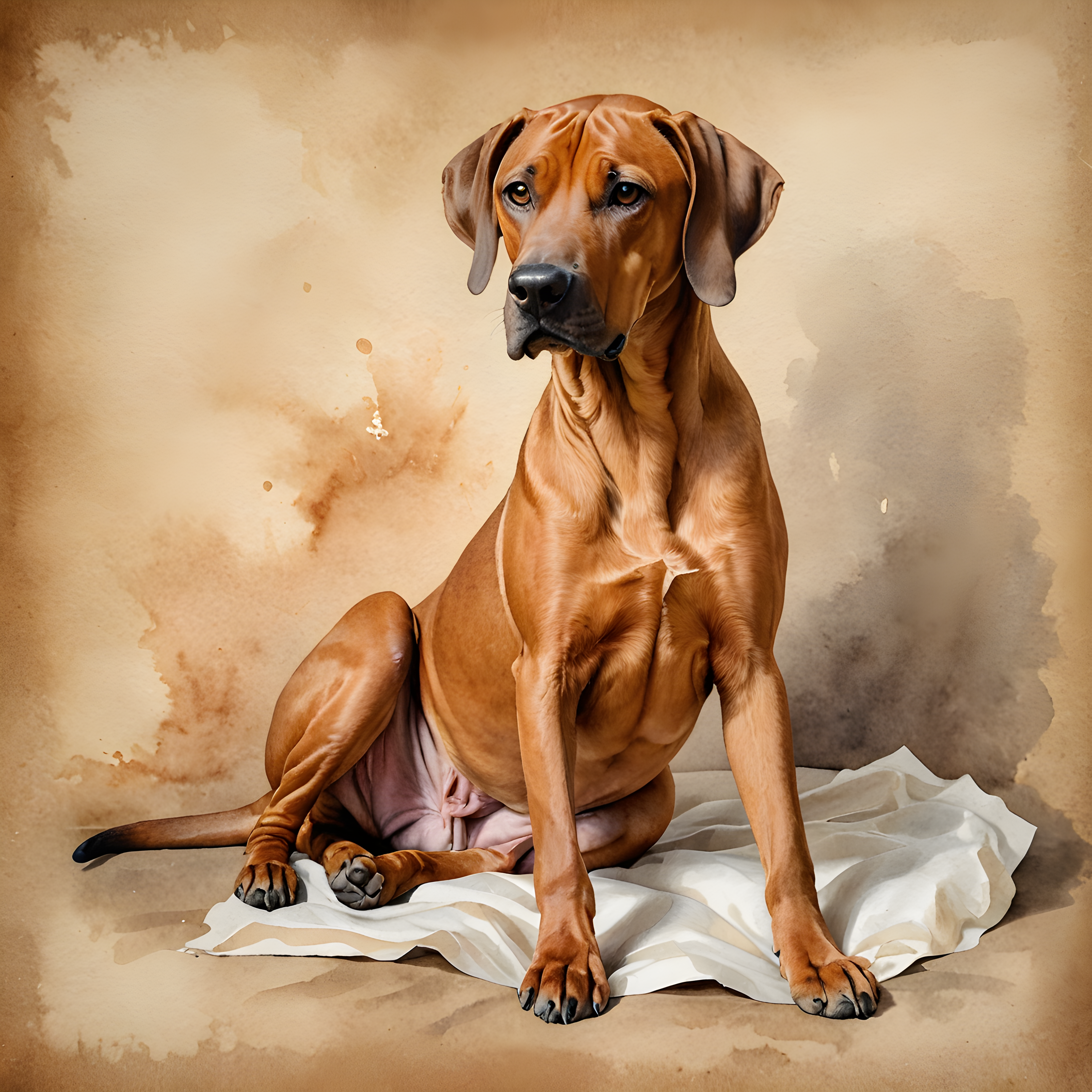 Rhodesian Ridgeback — Watercolor (Romantic)