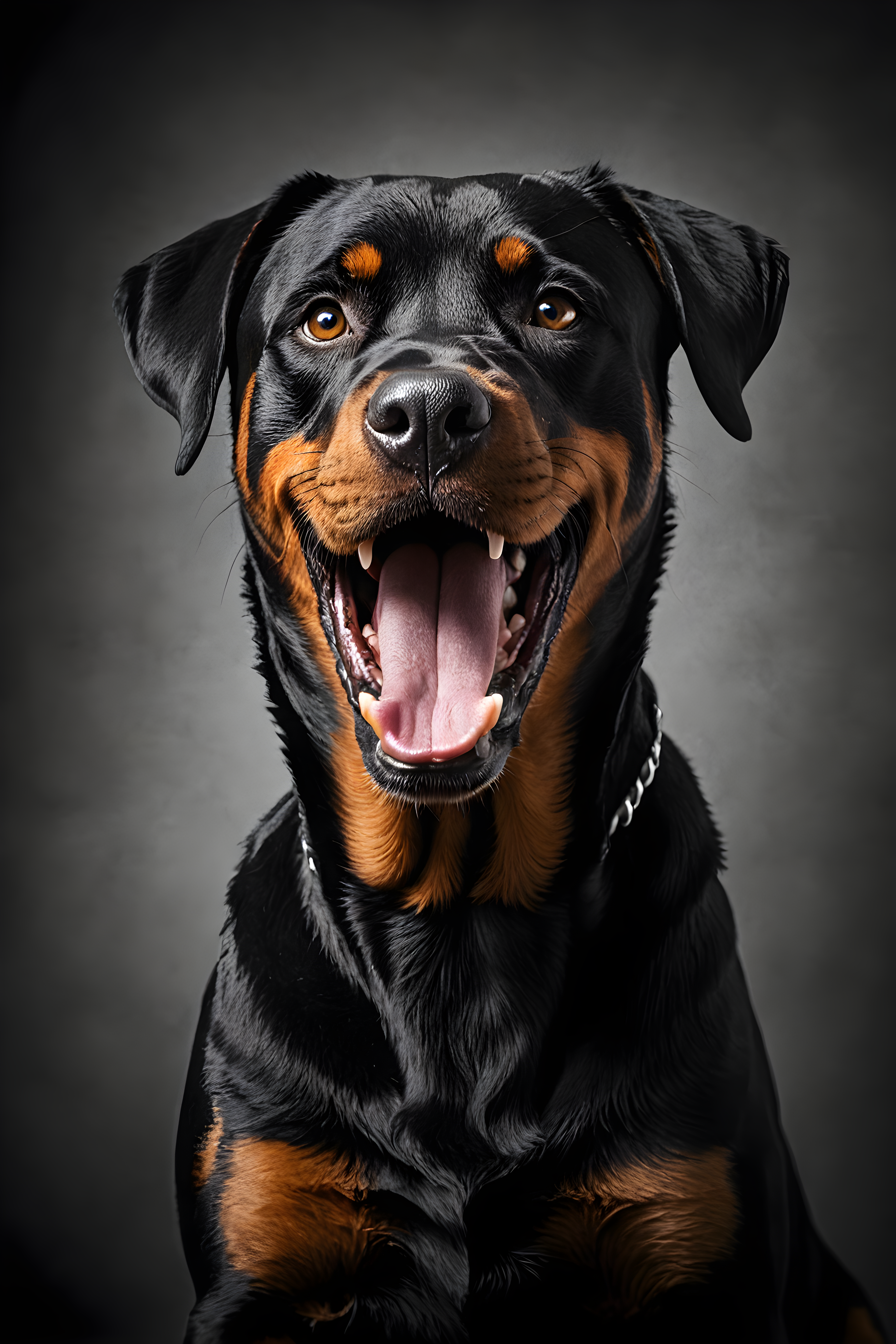 Rottweiler — Black & White (Happy)