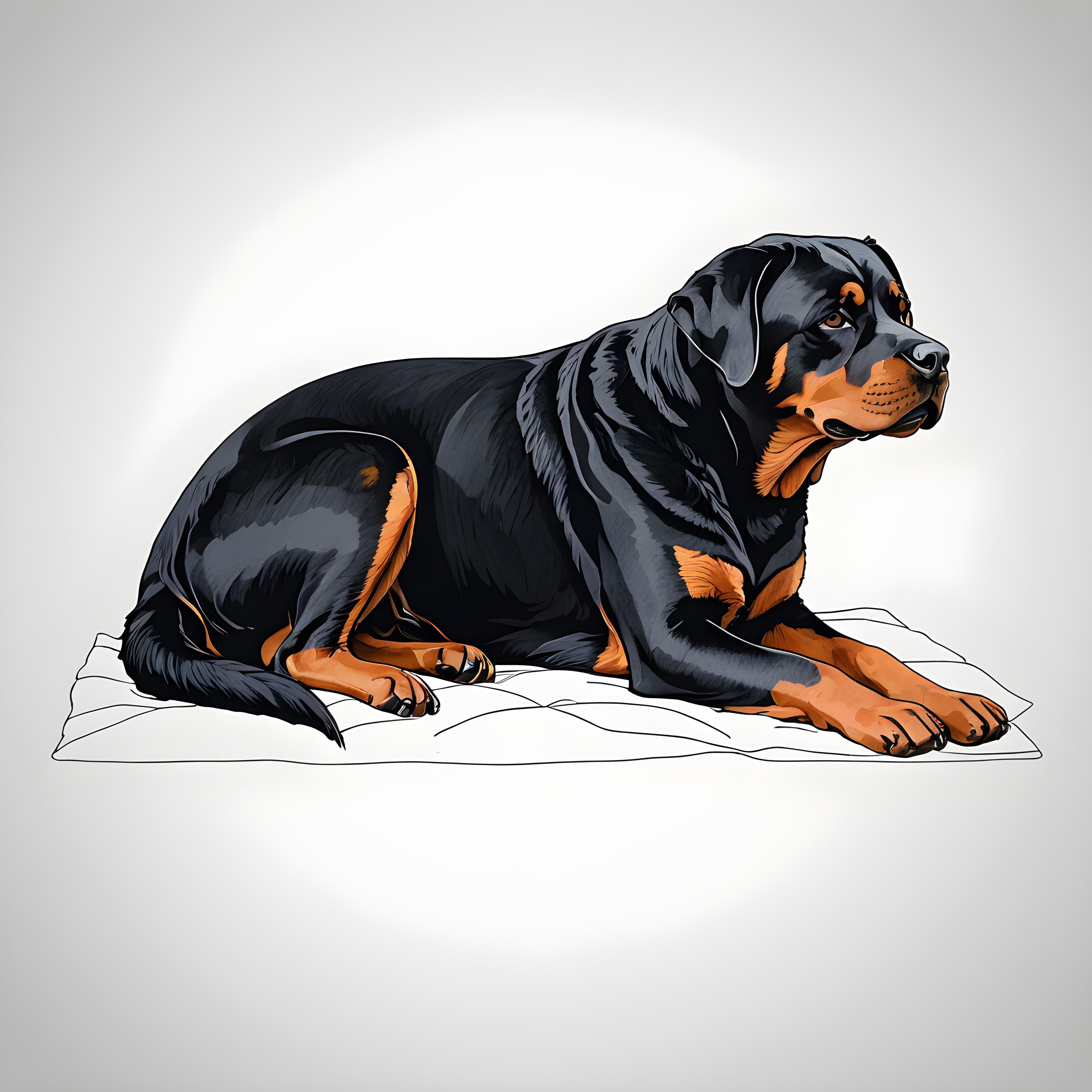Rottweiler — Minimalist Line Art (Sleepy)