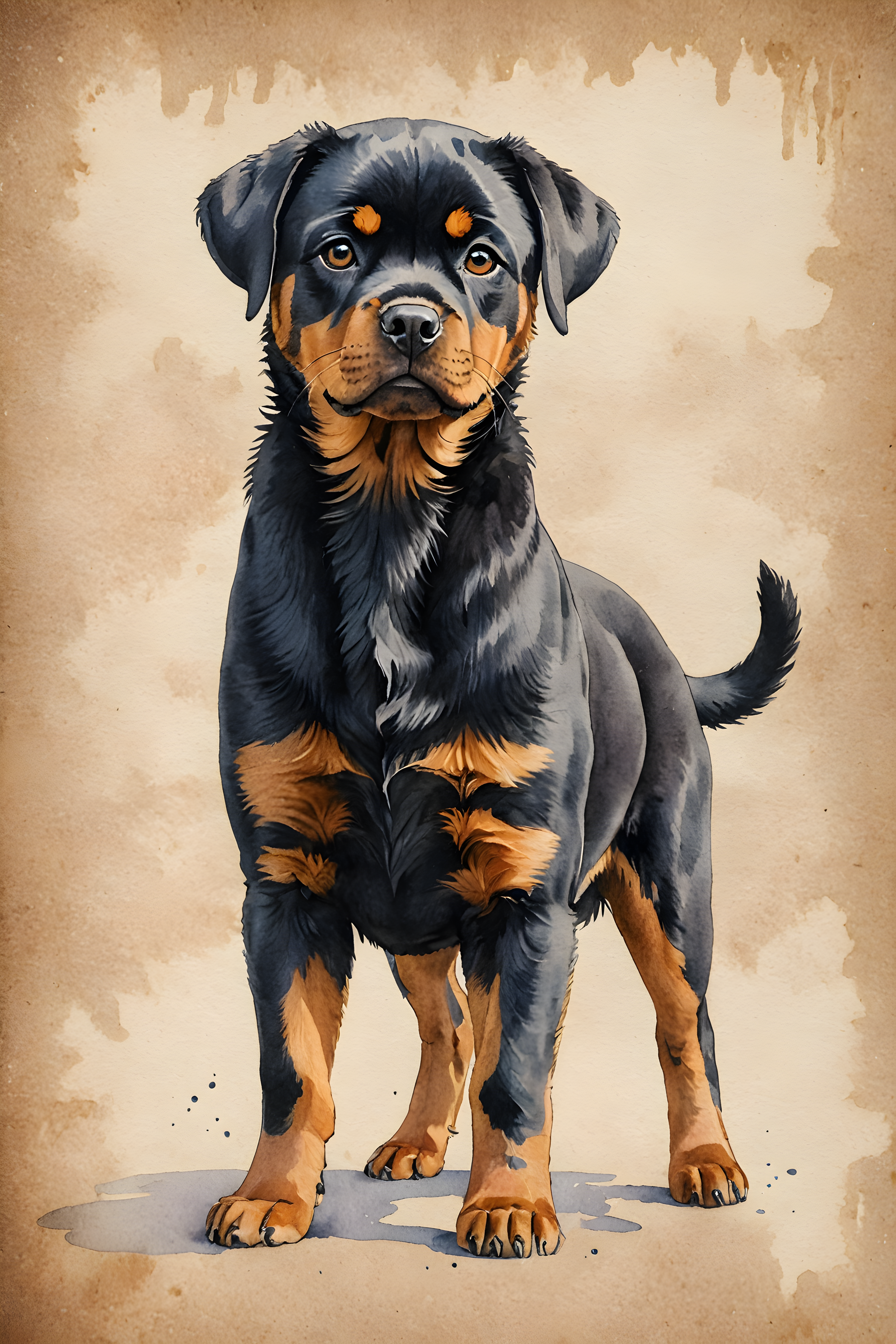 Rottweiler — Watercolor (Cute)