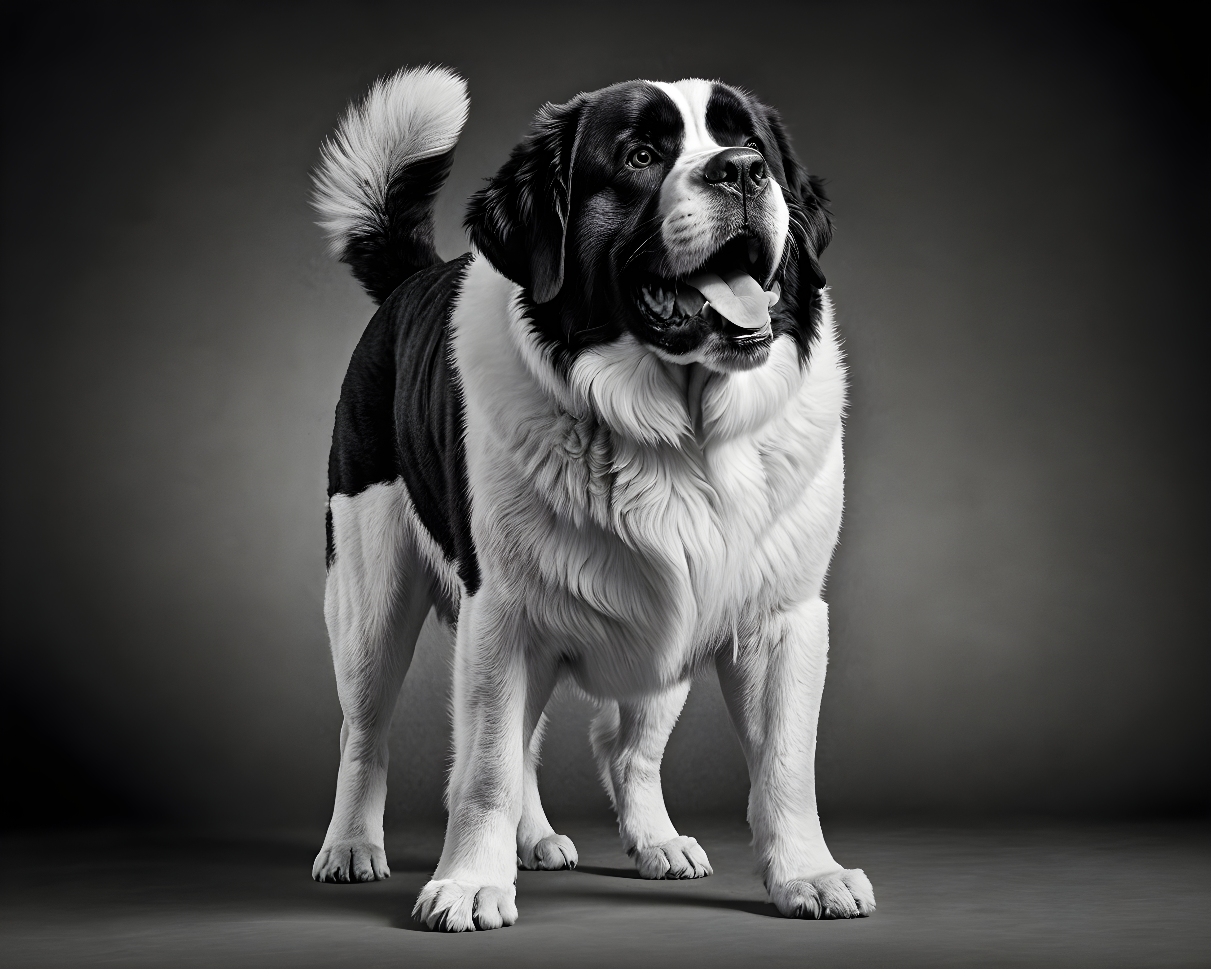 Saint Bernard — Black & White (Happy)