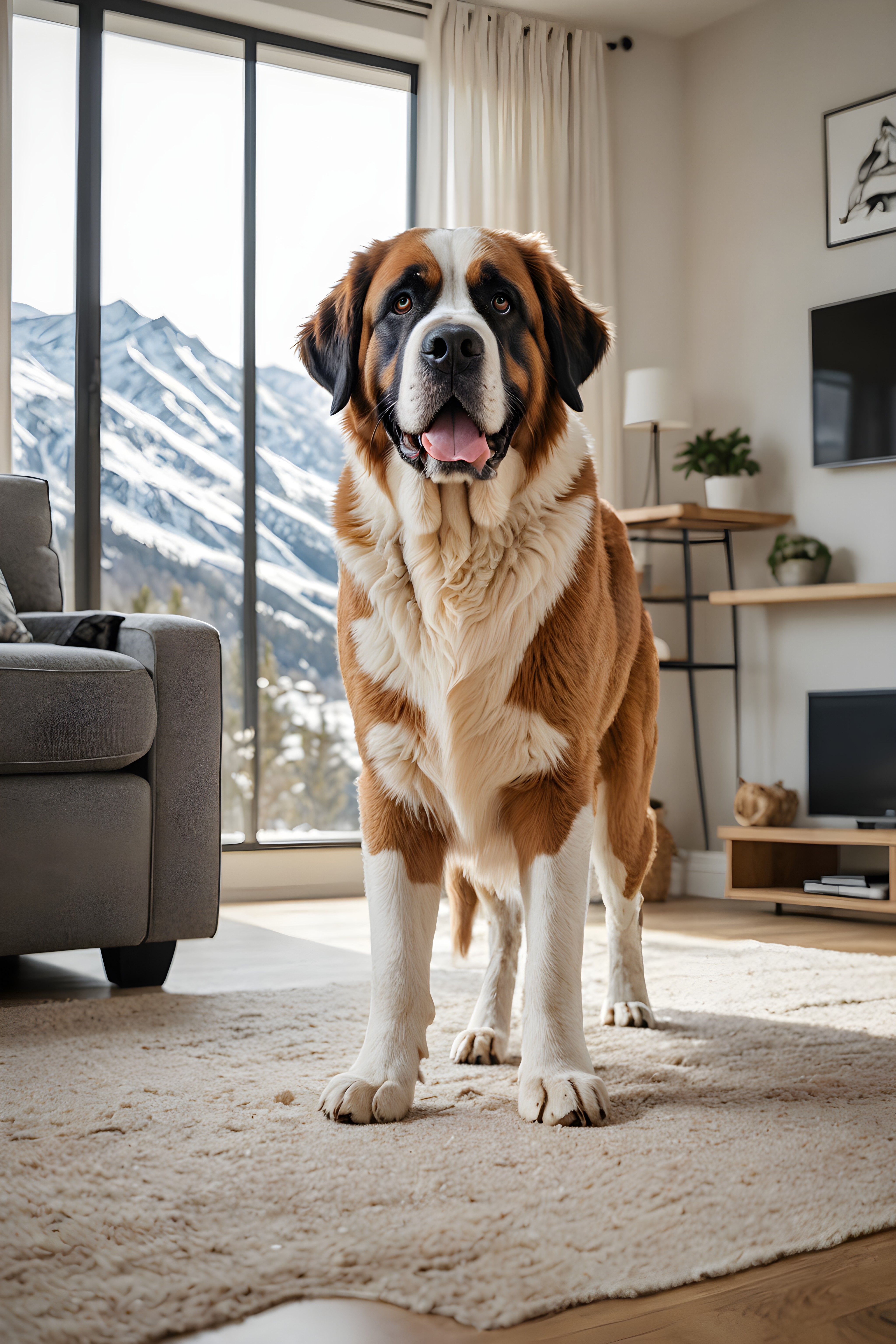 Saint Bernard — Minimalist Line Art (Playful)