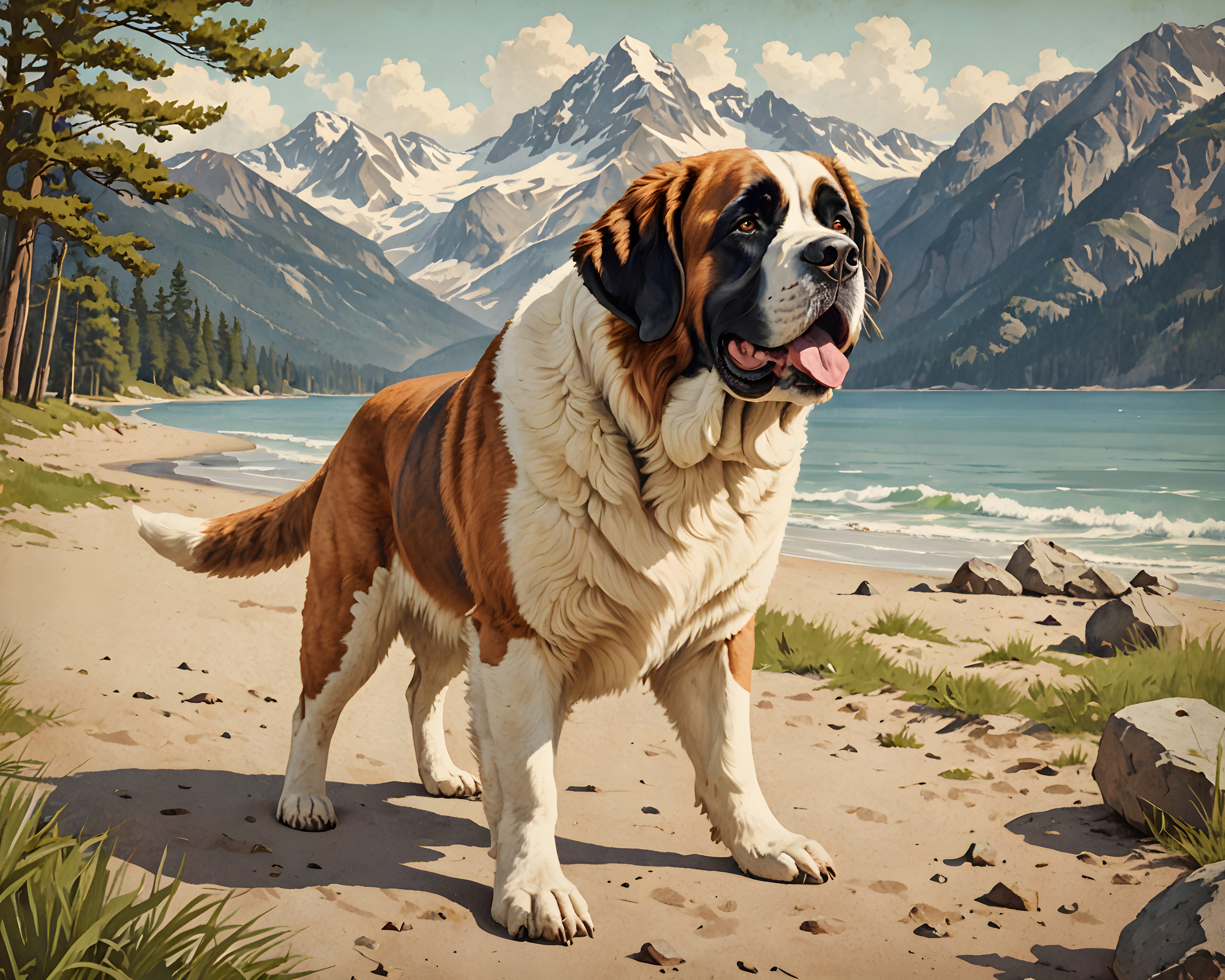 Saint Bernard — Vintage Poster (Playful)
