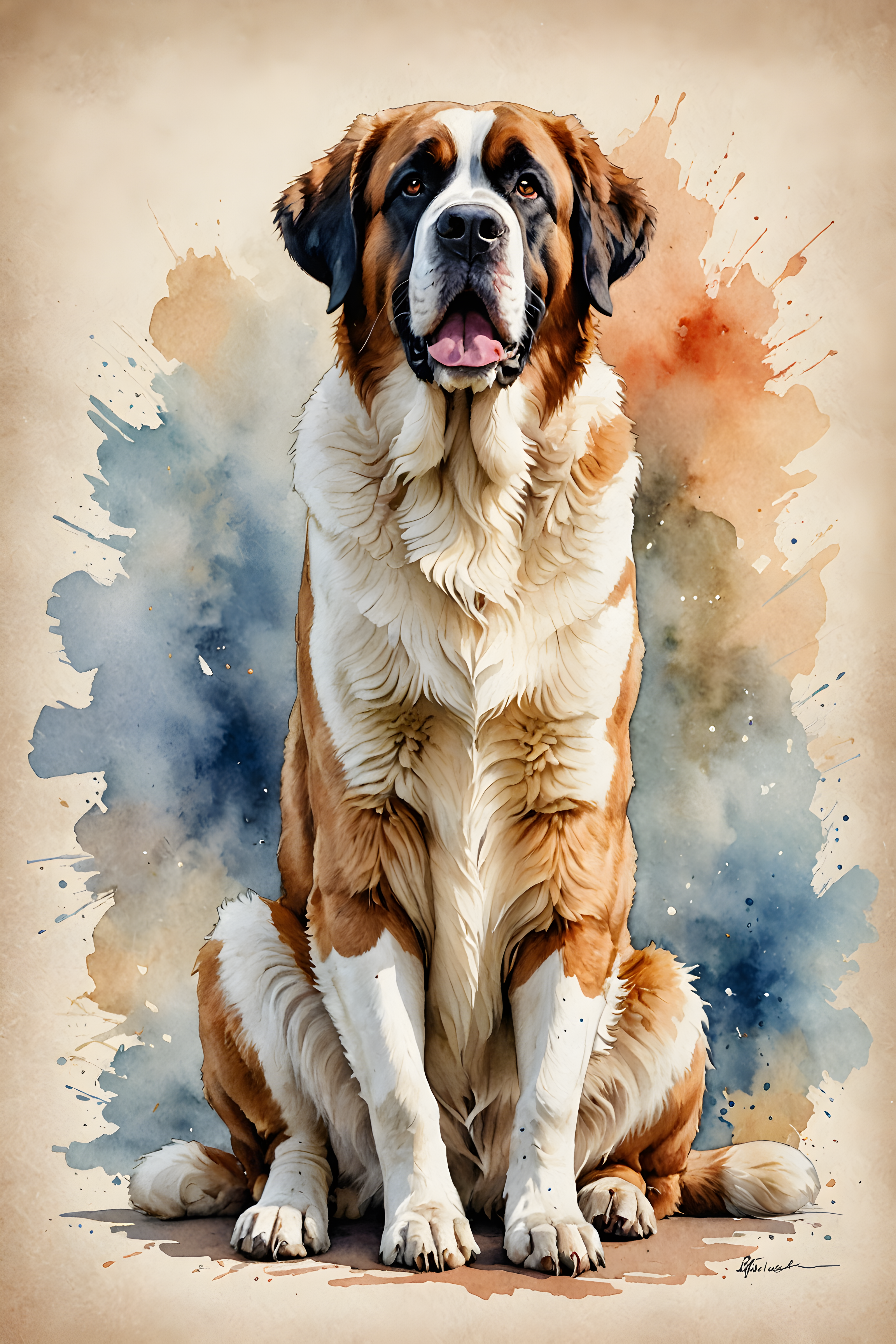 Saint Bernard — Watercolor (Energetic)