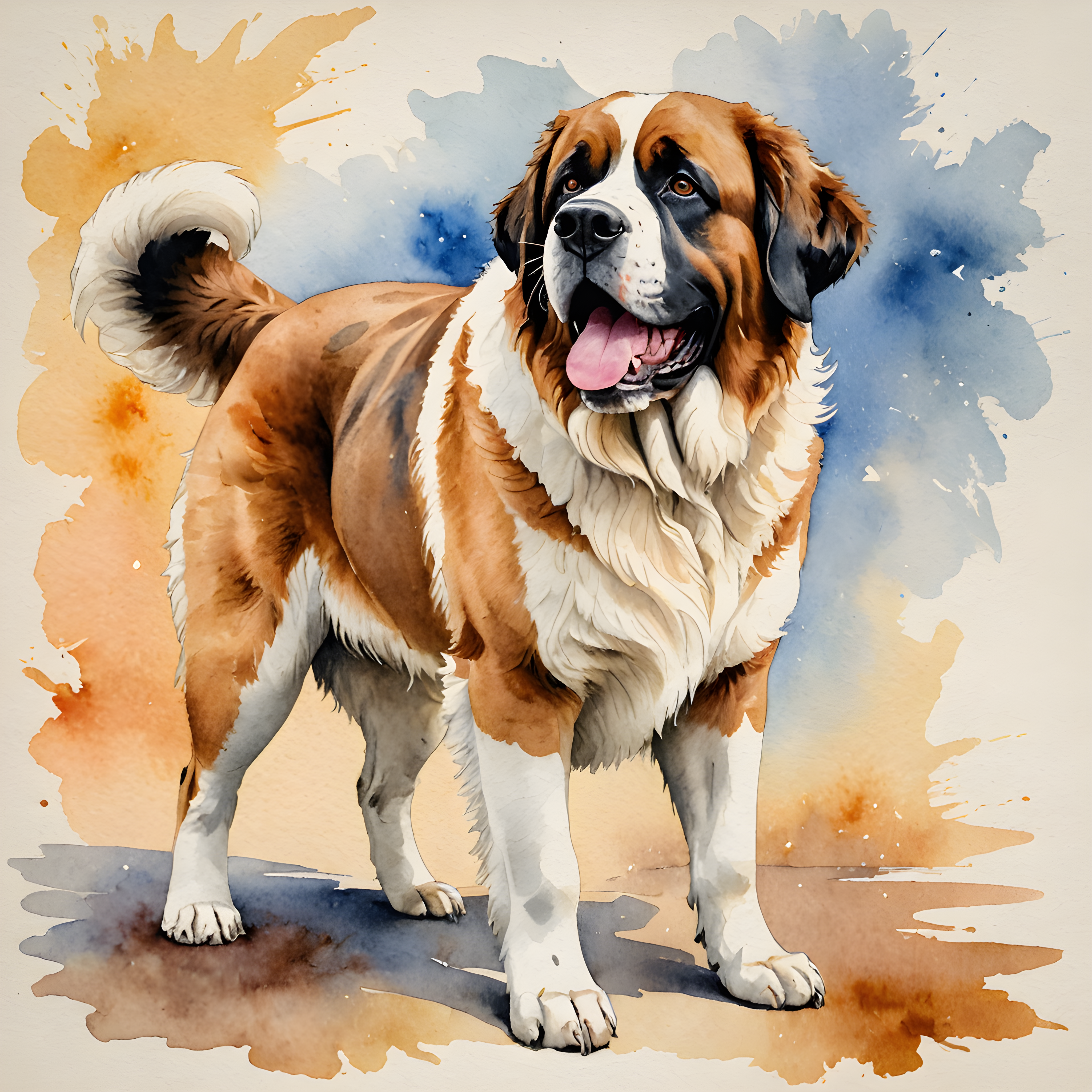 Saint Bernard — Watercolor (Happy)