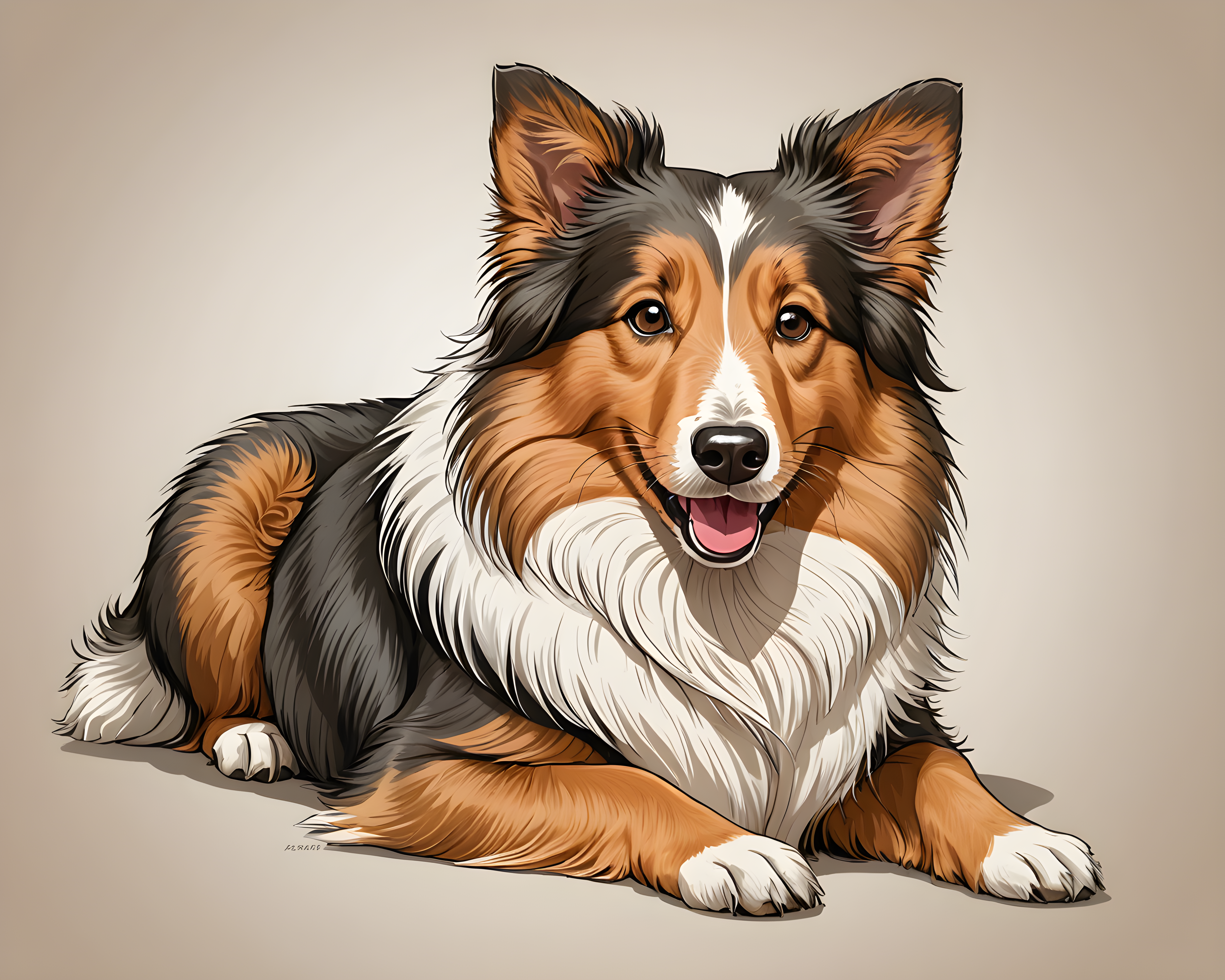 Shetland Sheepdog — Line Art (Happy)