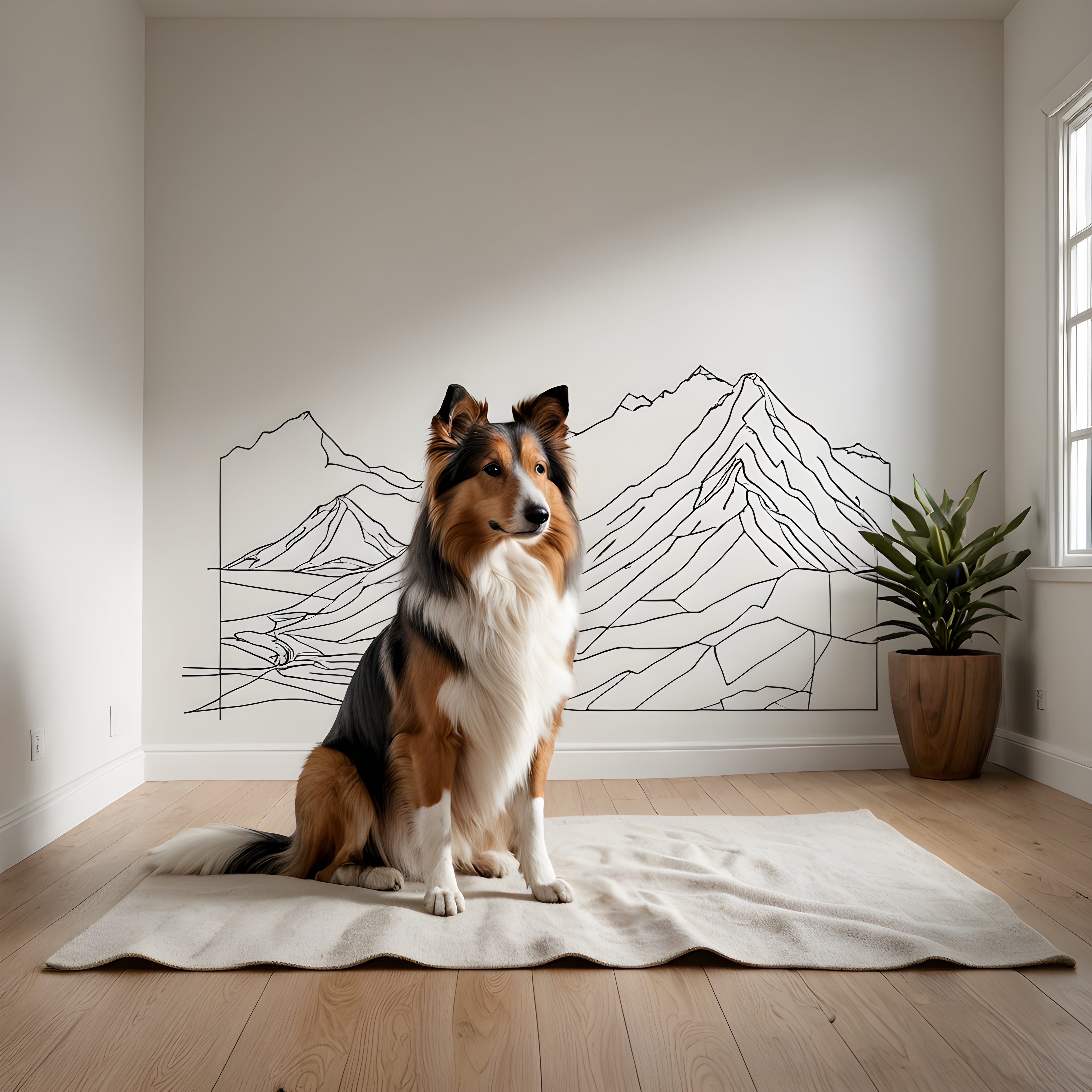 Shetland Sheepdog — Minimalist Line Art (Motivational)