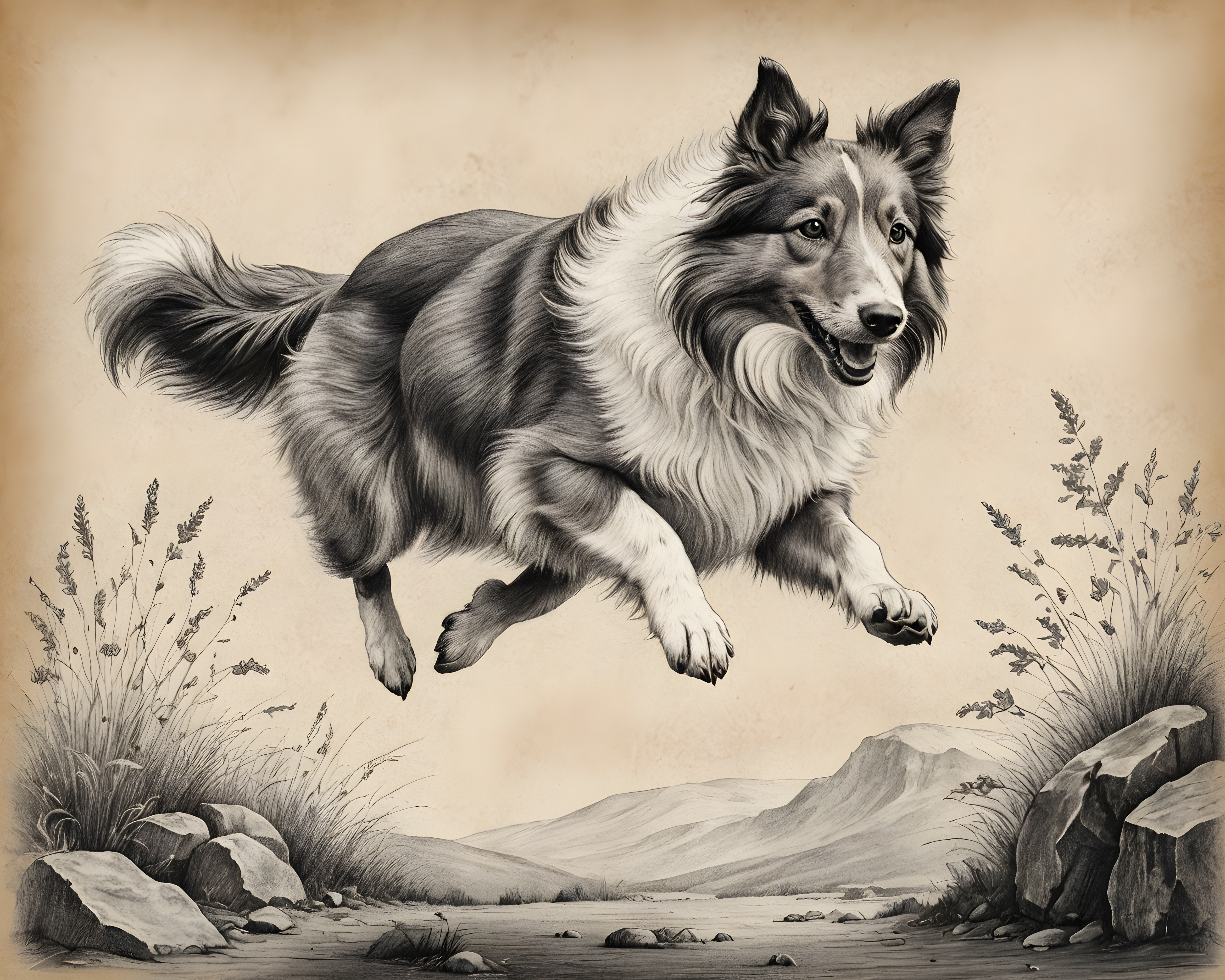 Shetland Sheepdog — Pencil Sketch (Fantasy)