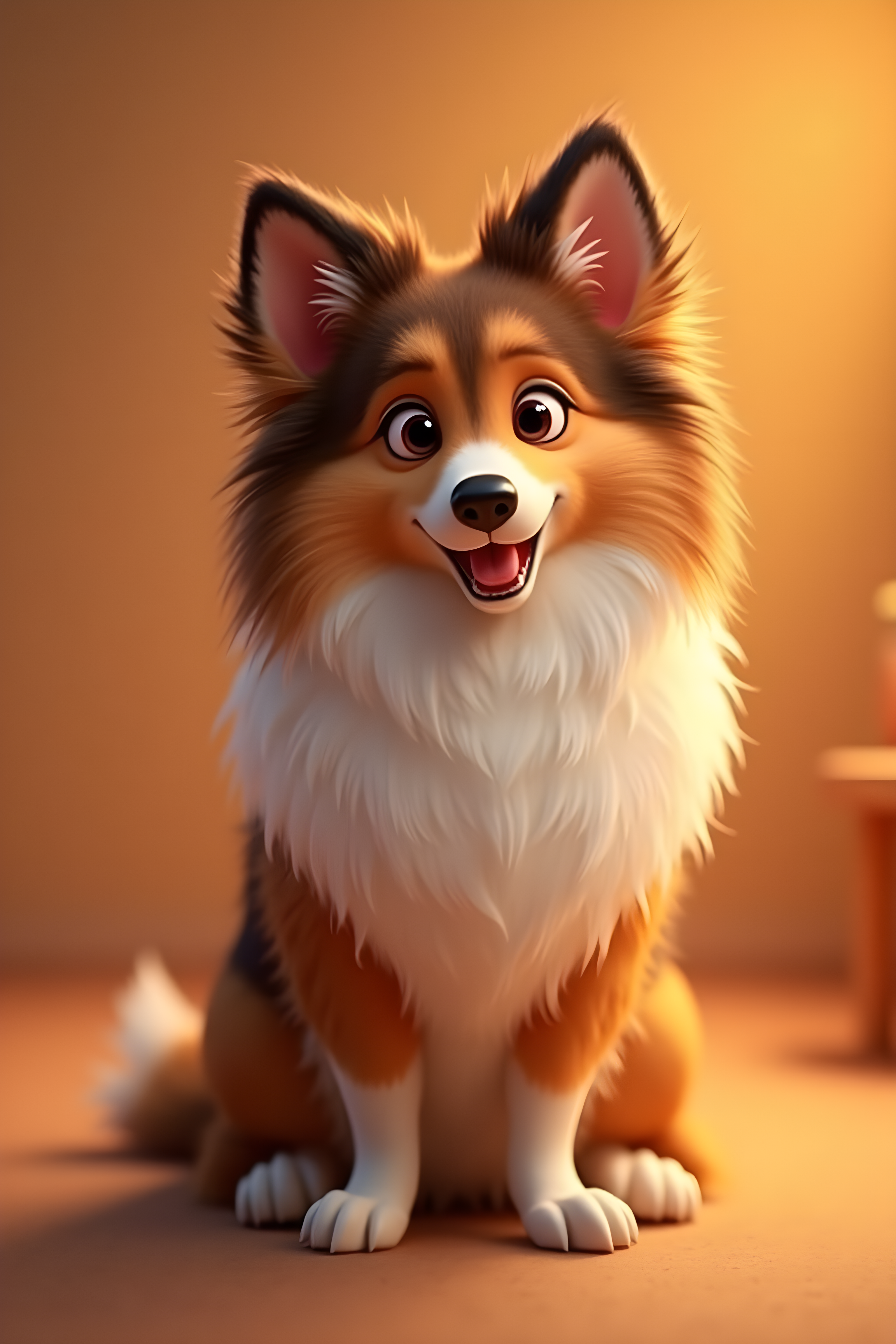 Shetland Sheepdog — 3D Render (Romantic)
