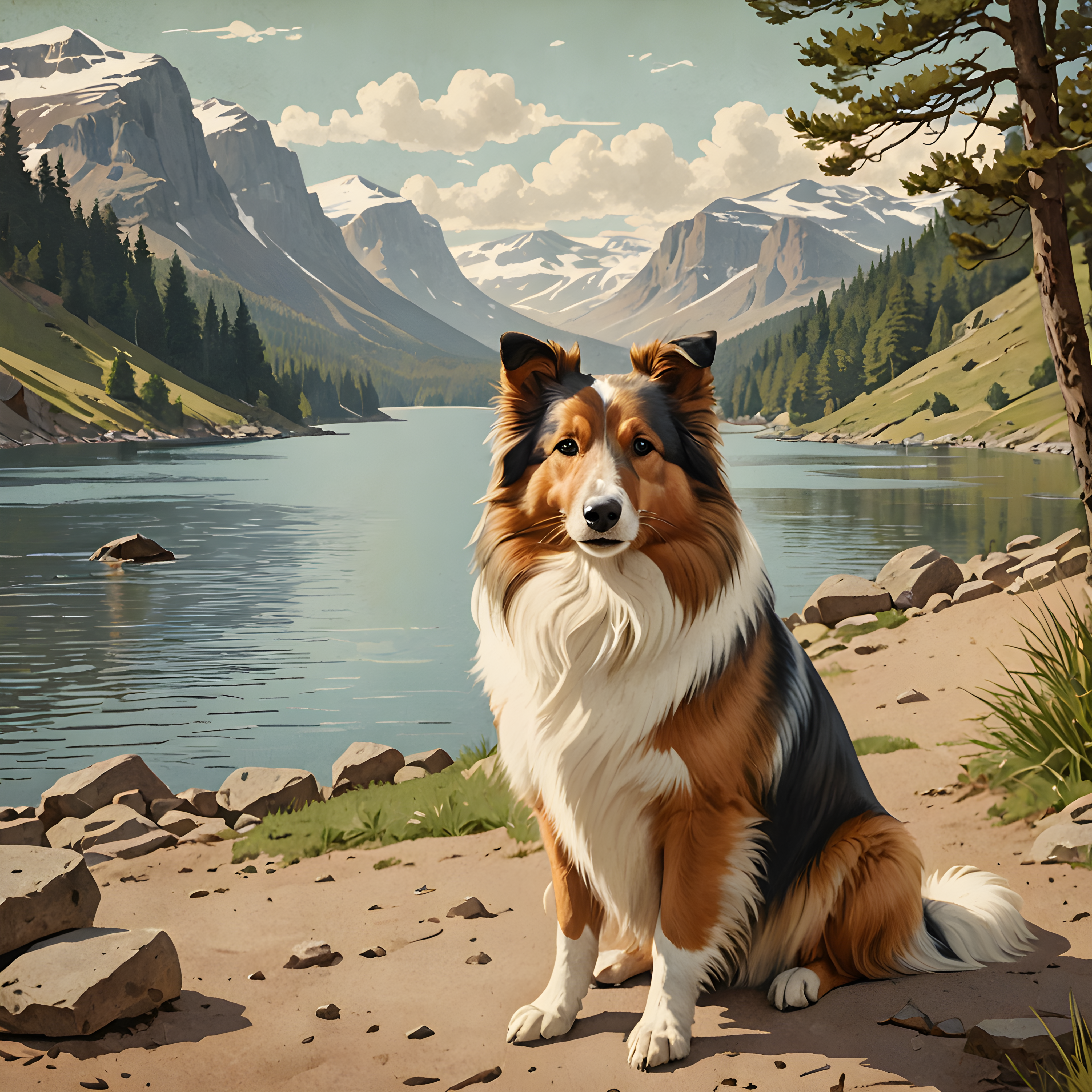Shetland Sheepdog — Vintage Poster (Emotional)