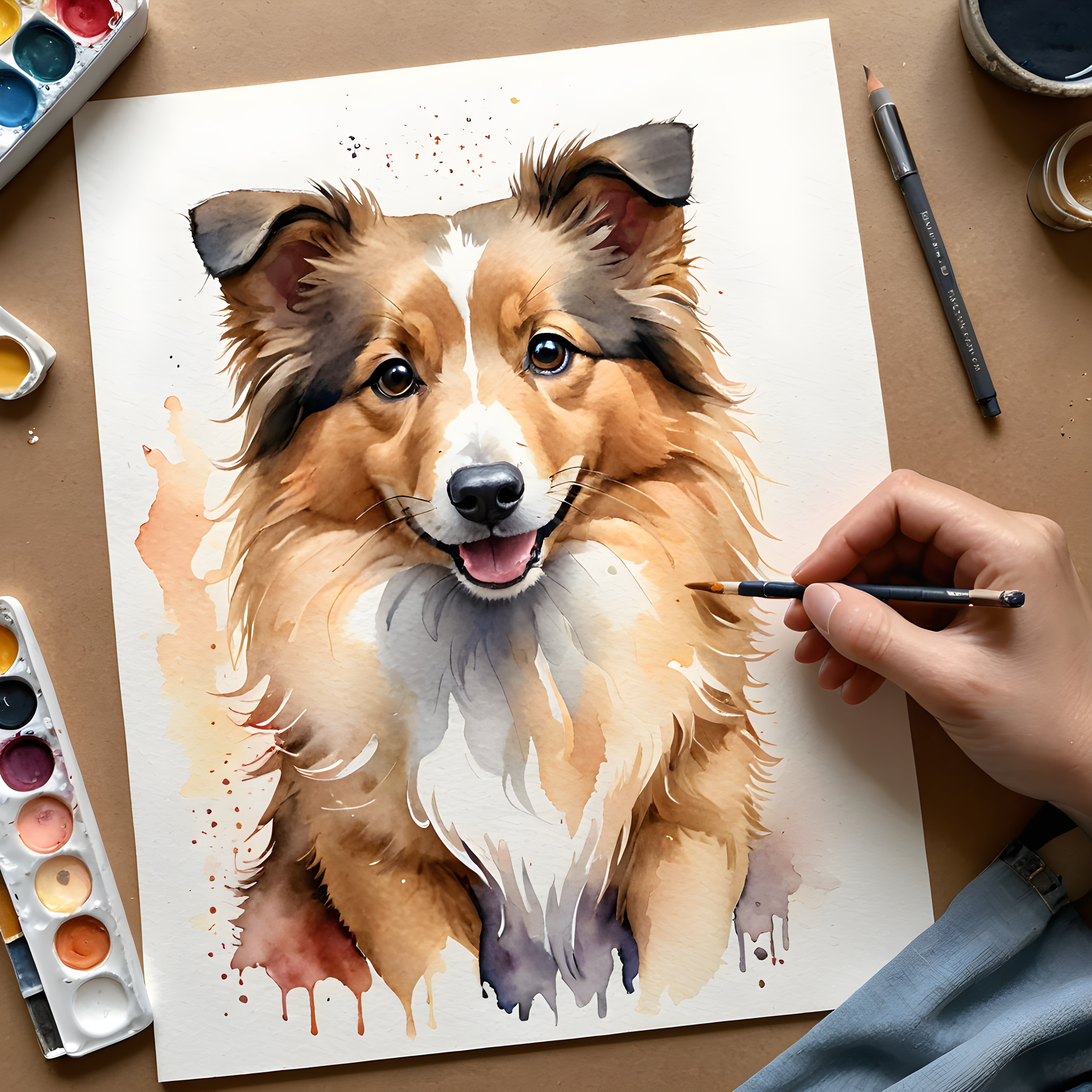 Shetland Sheepdog — Watercolor (Cute)