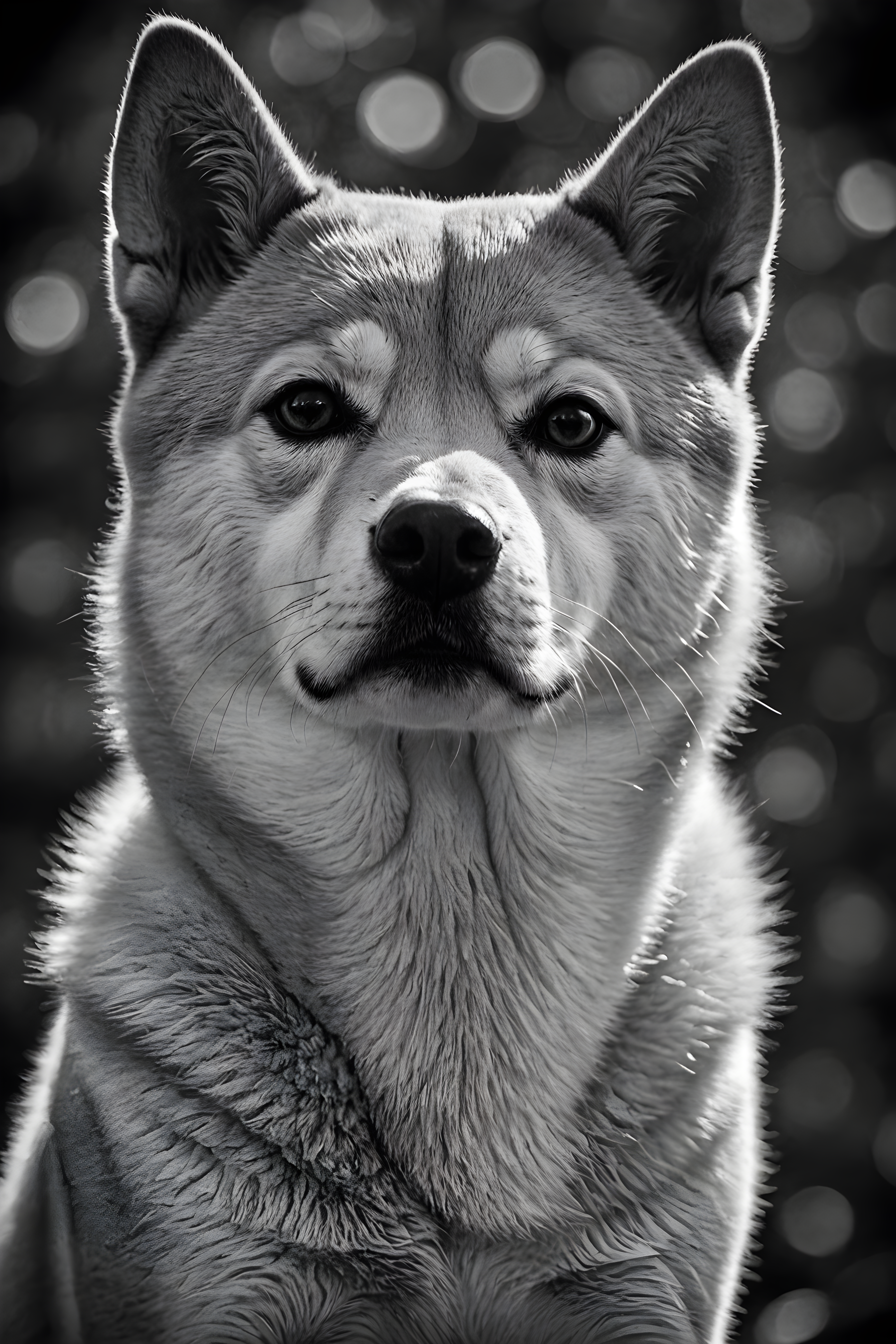 Shiba Inu — Black & White (Emotional)
