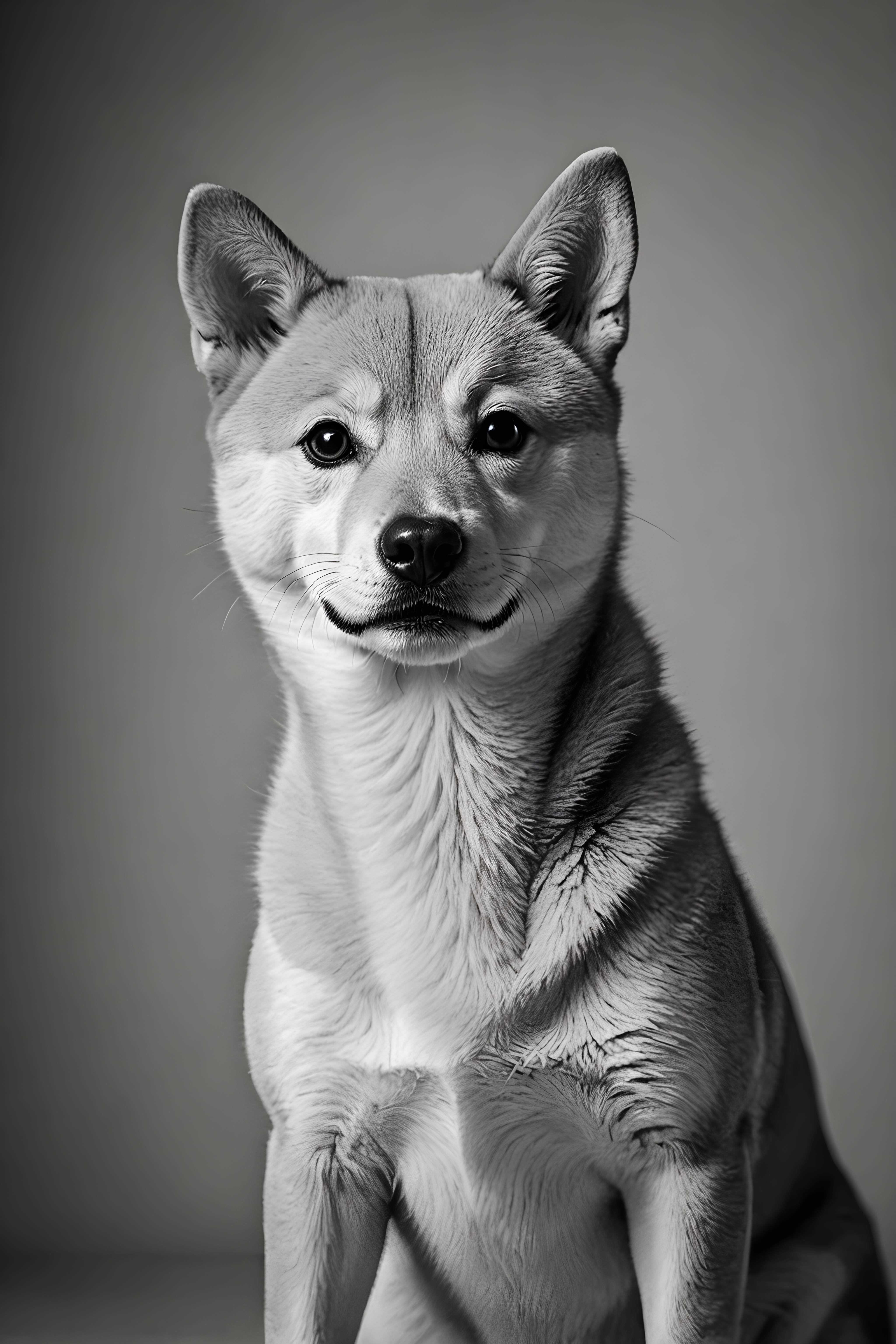Shiba Inu — Black & White (Playful)
