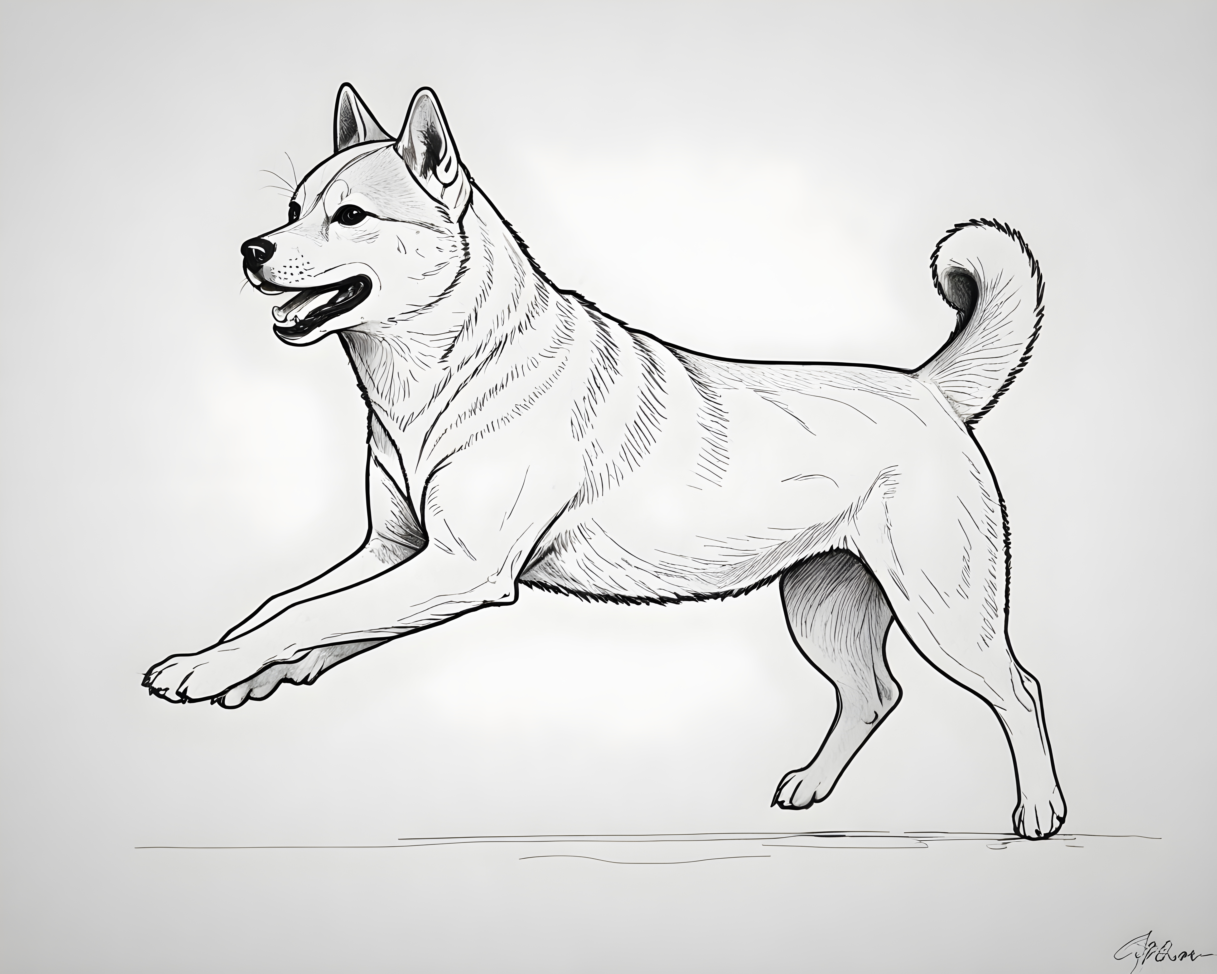 Shiba Inu — Minimalist Line Art (Emotional)