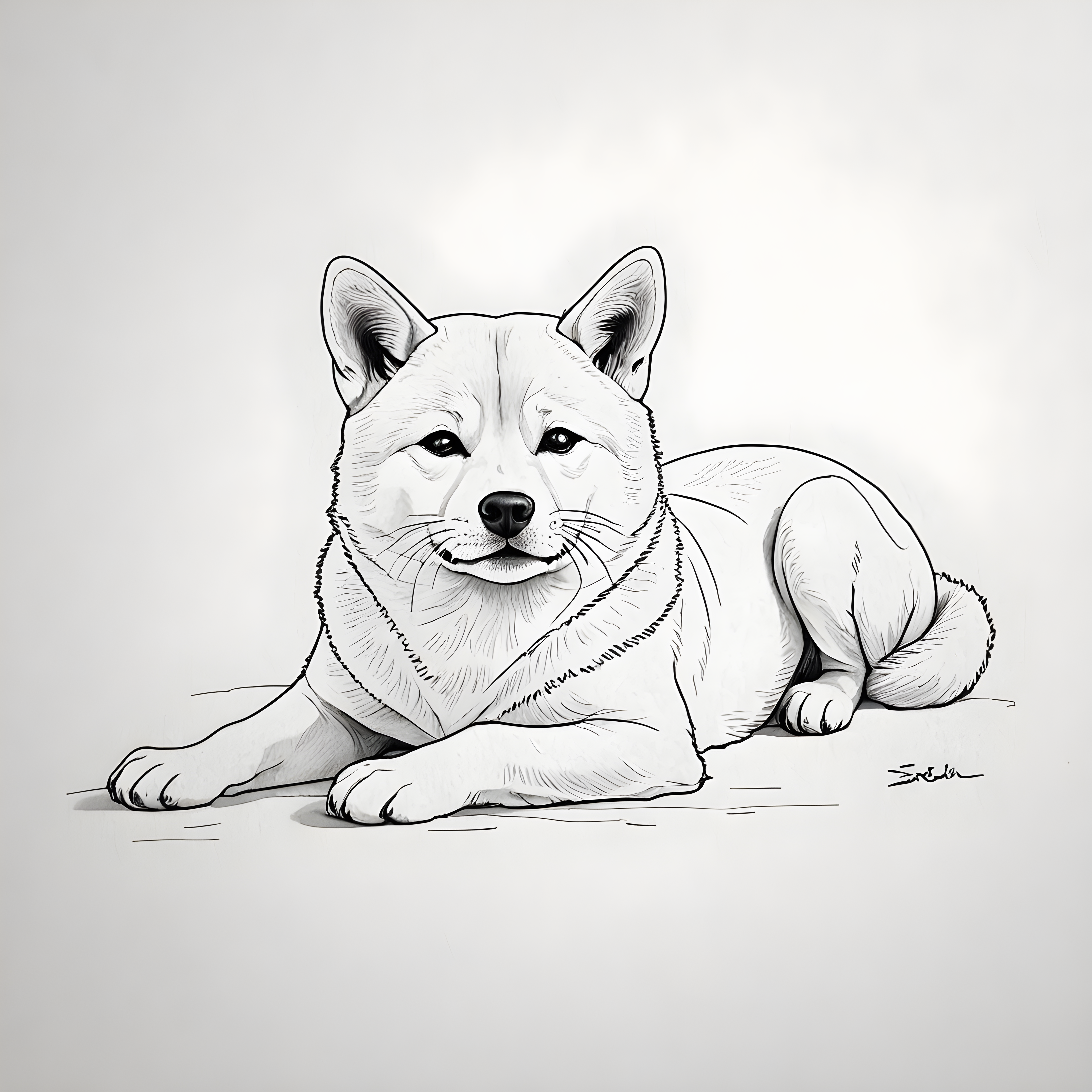 Shiba Inu — Minimalist Line Art (Romantic)