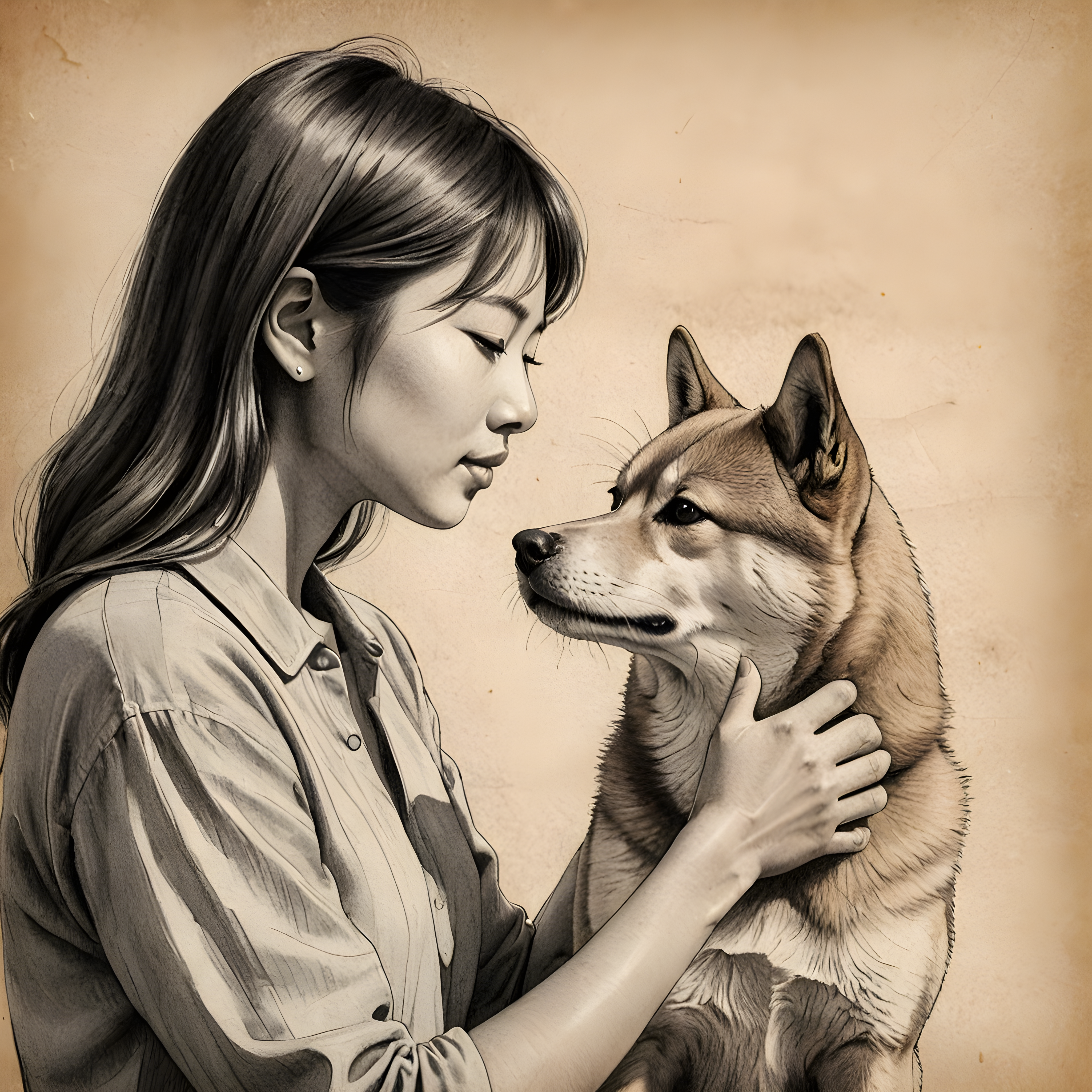 Shiba Inu — Pencil Sketch (Romantic)