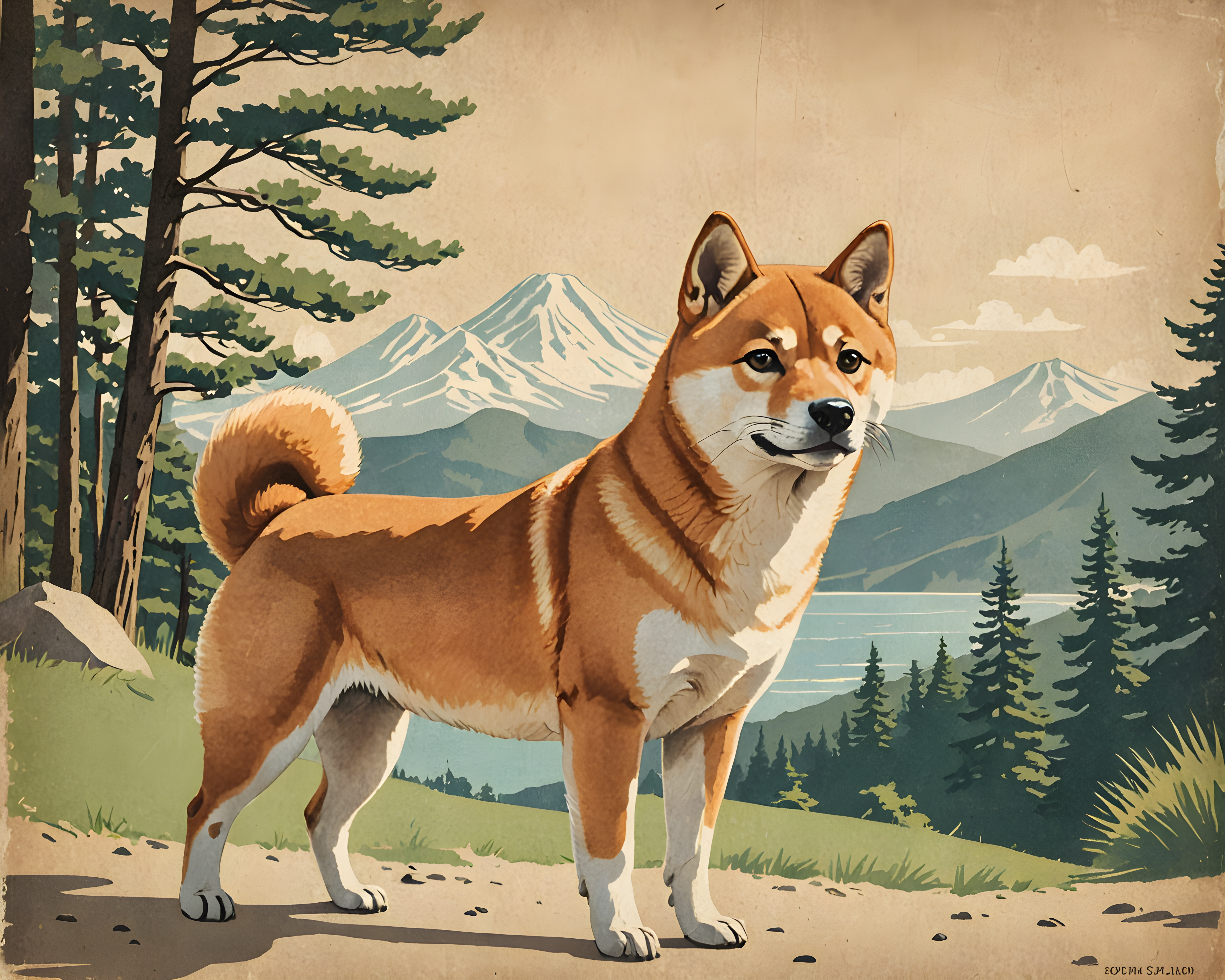 Shiba Inu — Vintage Poster (Cute)