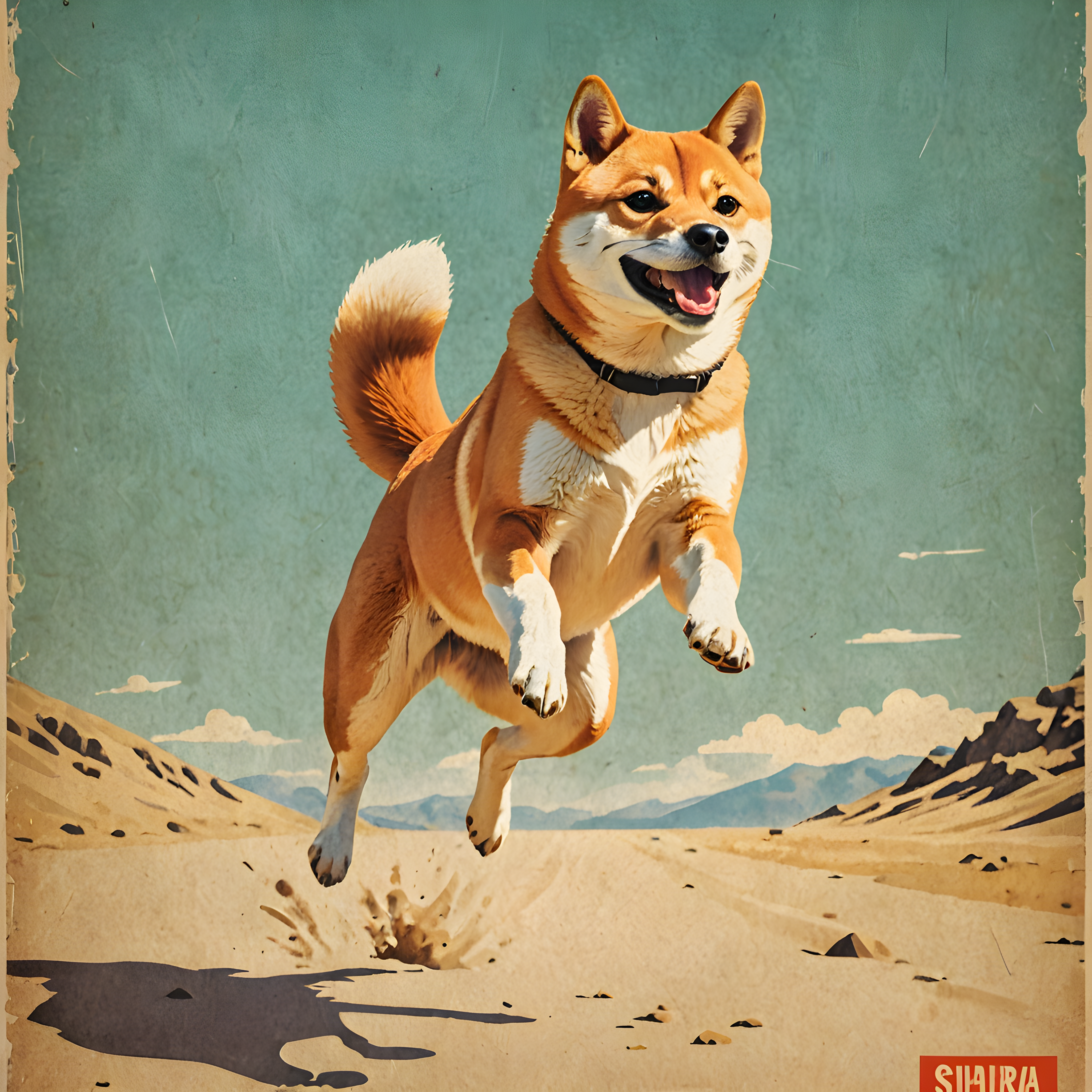 Shiba Inu — Vintage Poster (Energetic)