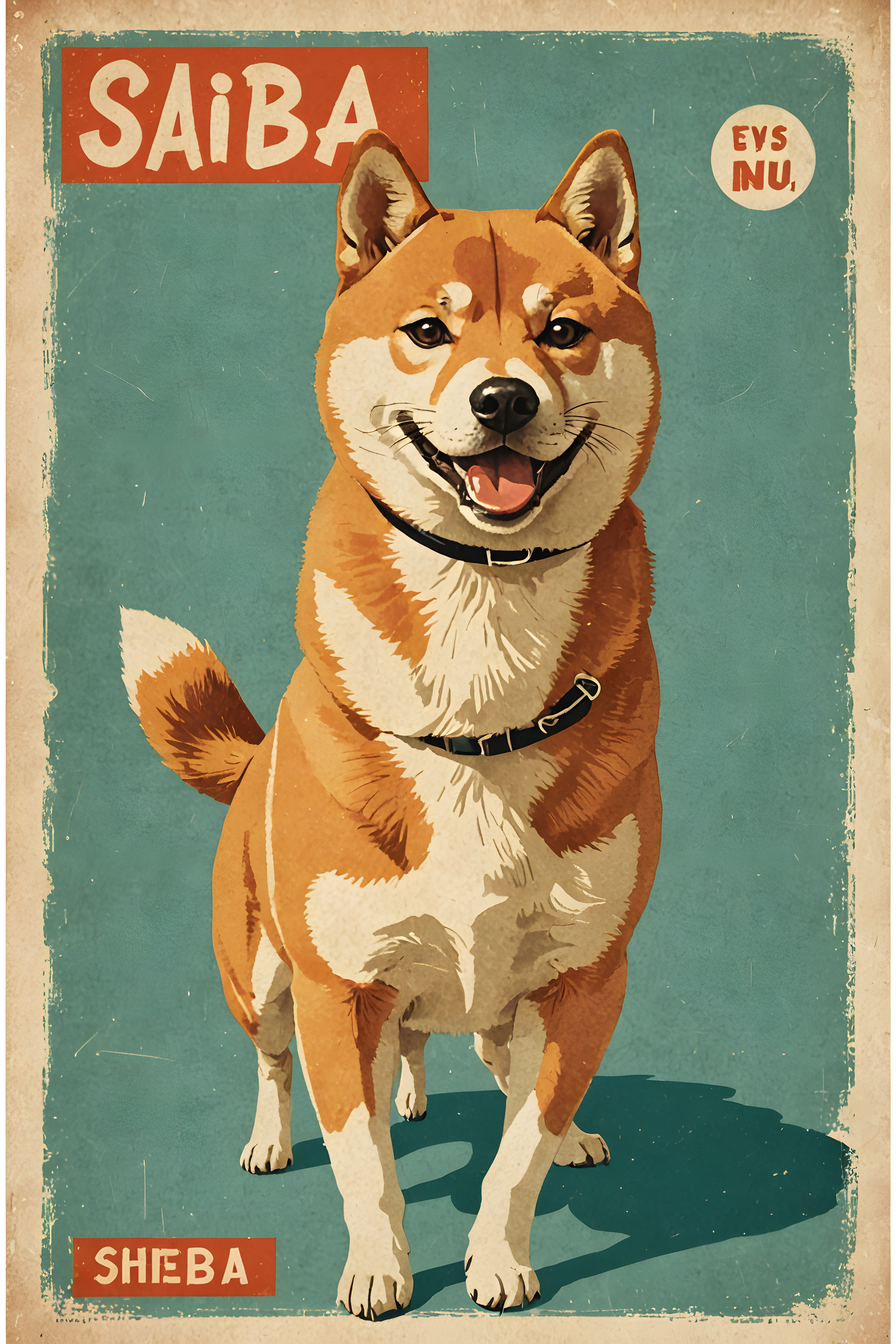 Shiba Inu — Vintage Poster (Energetic)