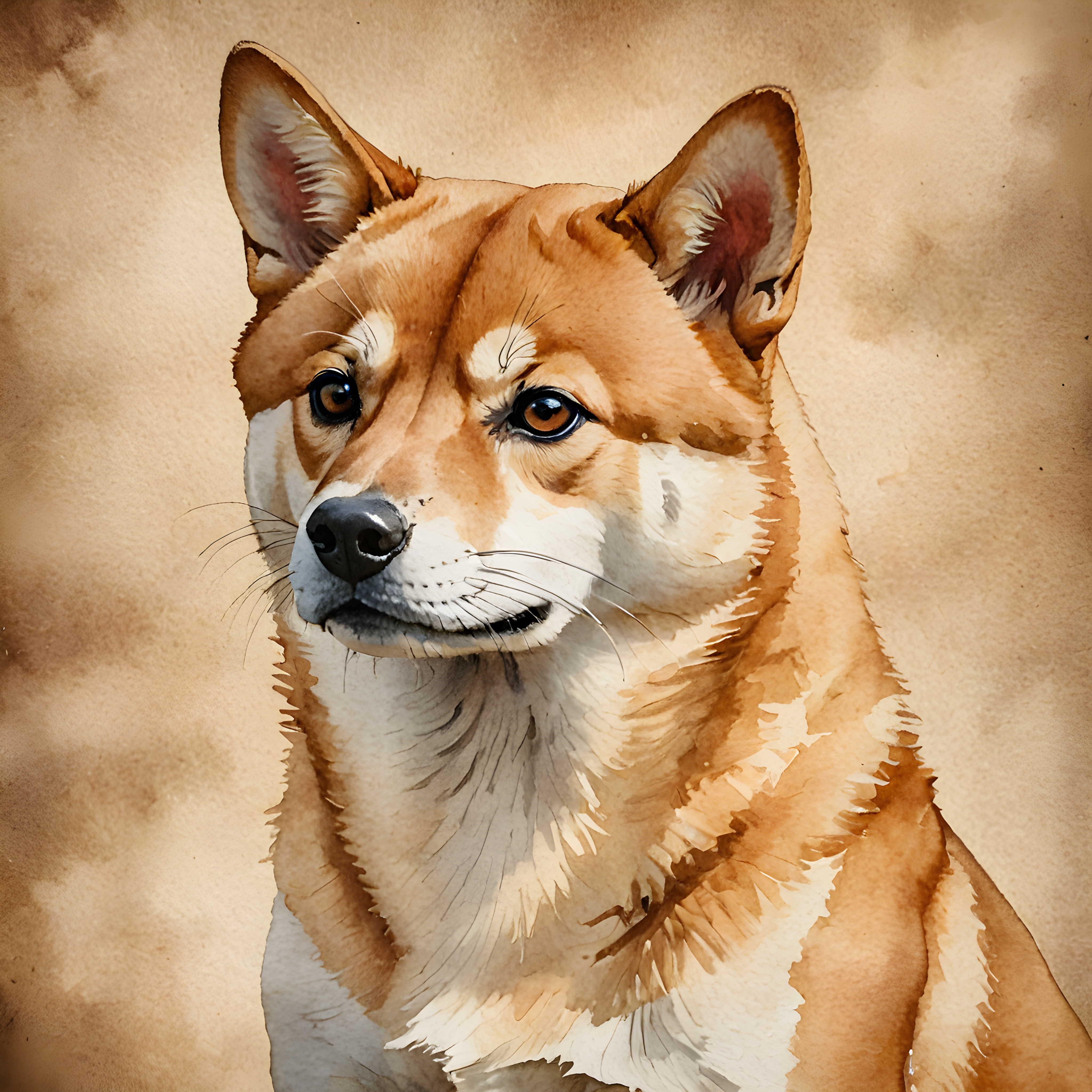 Shiba Inu — Watercolor (Emotional)