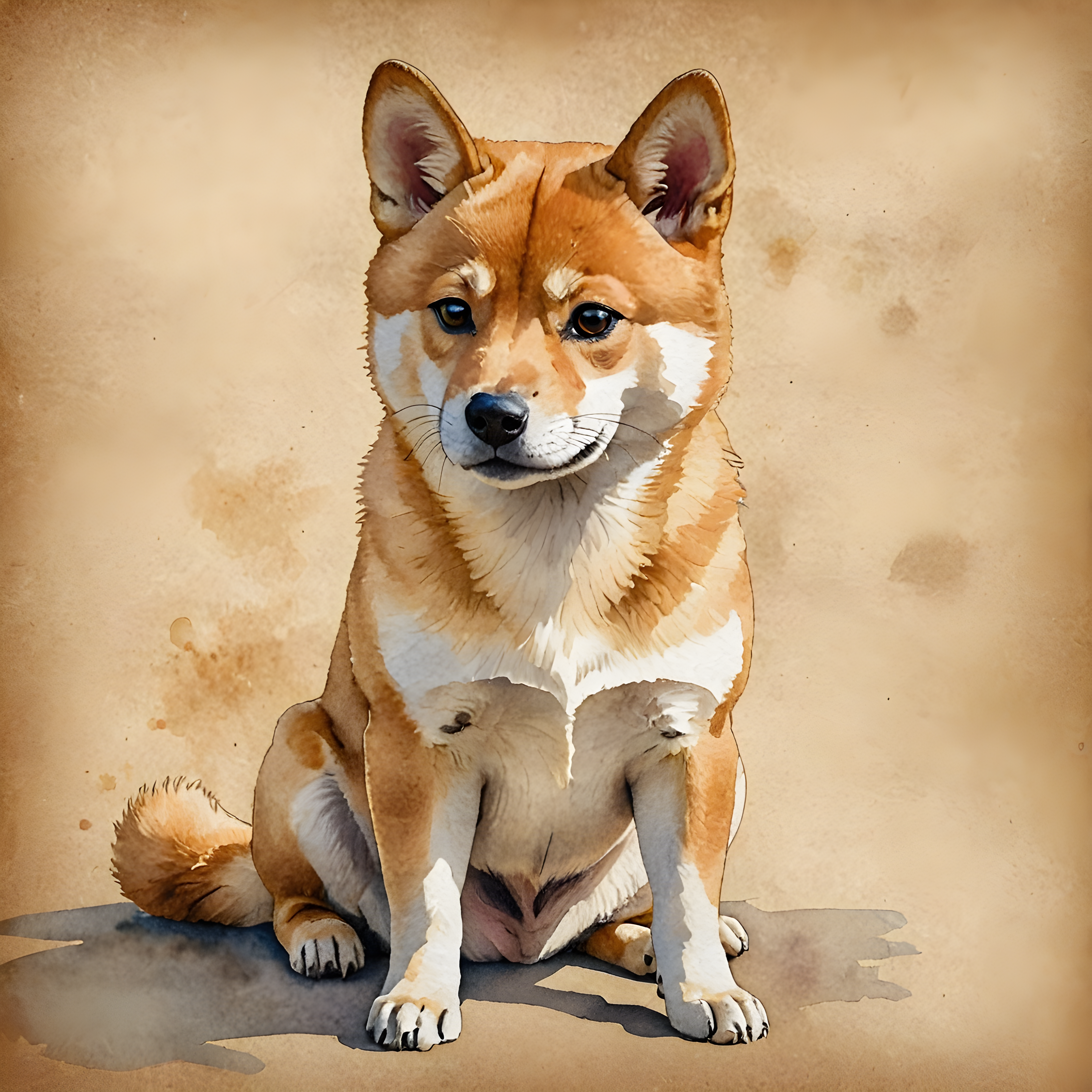 Shiba Inu — Watercolor (Playful)