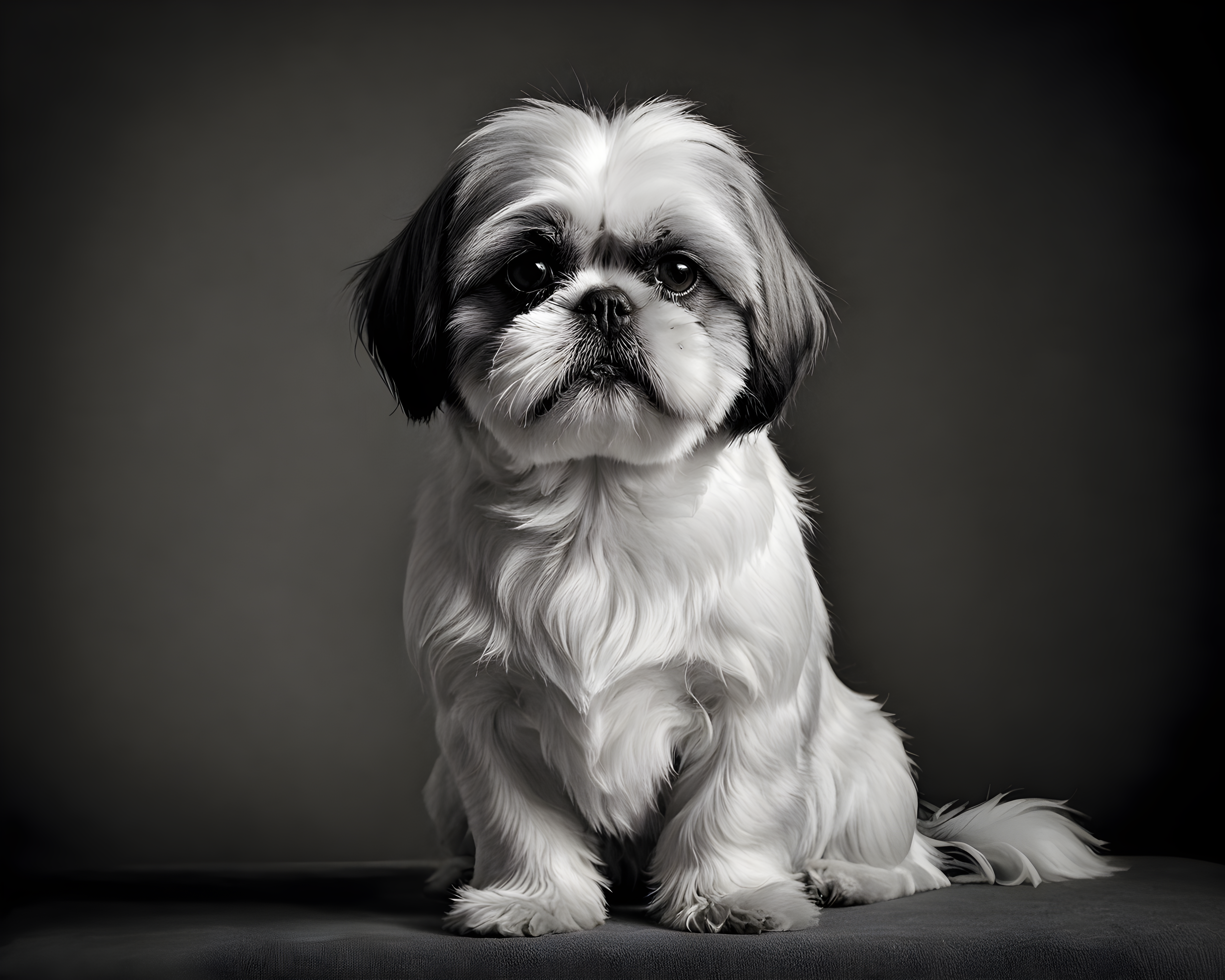 Shih Tzu — Black & White (Emotional)